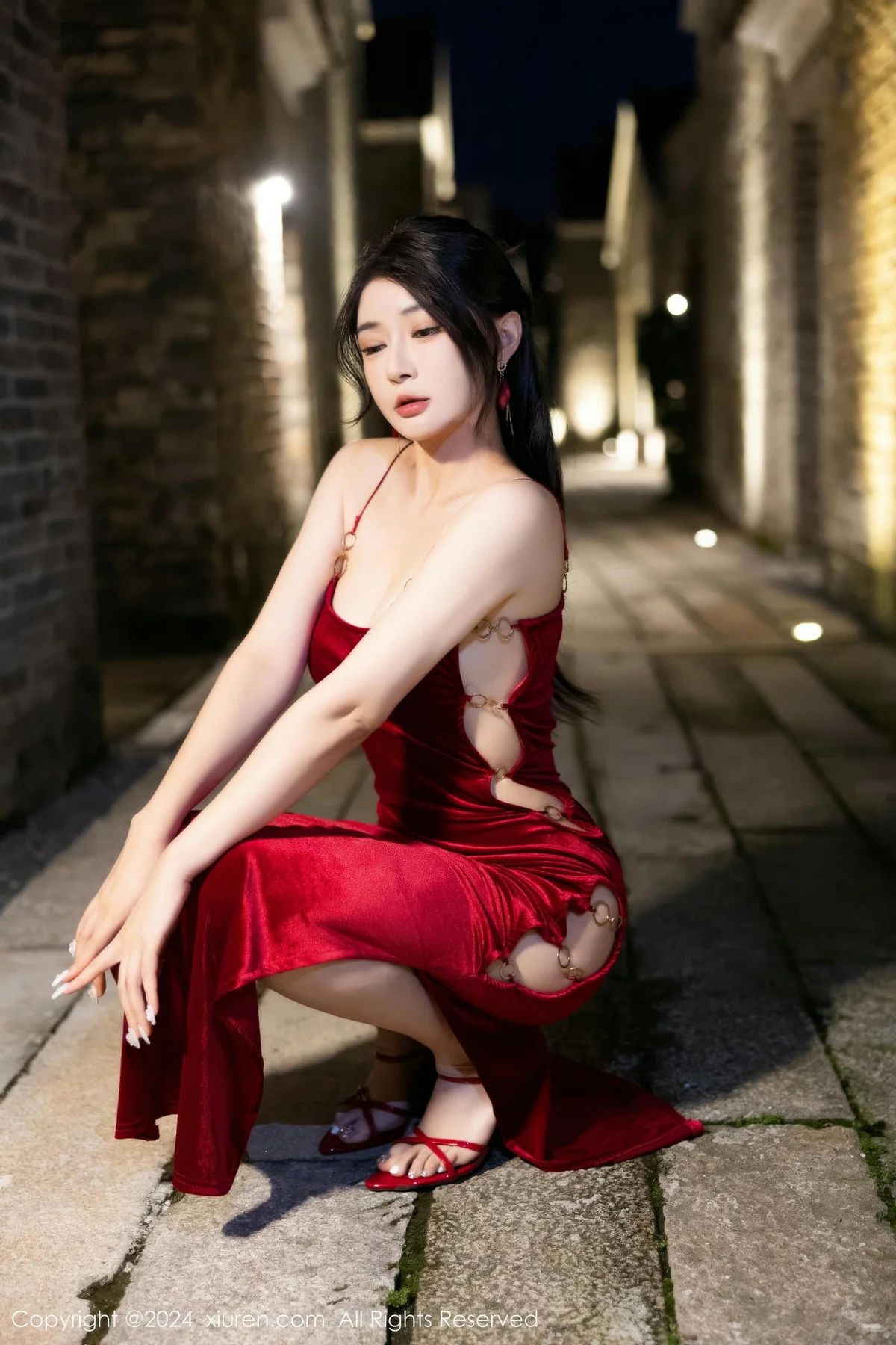 XiuRen 秀人 No.9327 凯竹Quinn 红丝连体衣 - 28