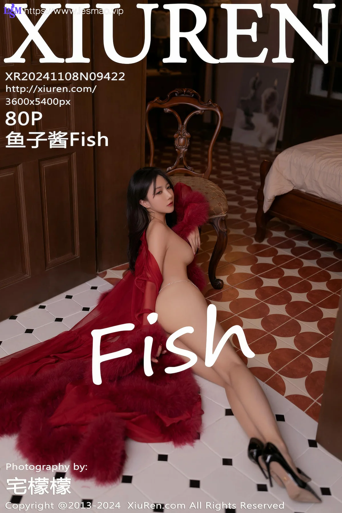XiuRen 秀人 No.9422 鱼子酱Fish红色睡裙玉体 - 81