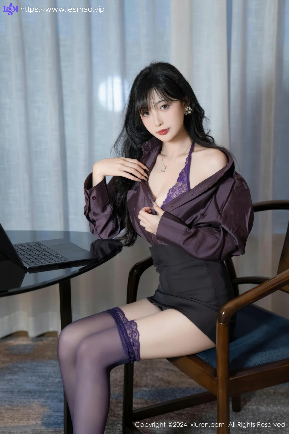 XiuRen 秀人 No.9428 林星阑 紫色蕾丝连体衣 - 35