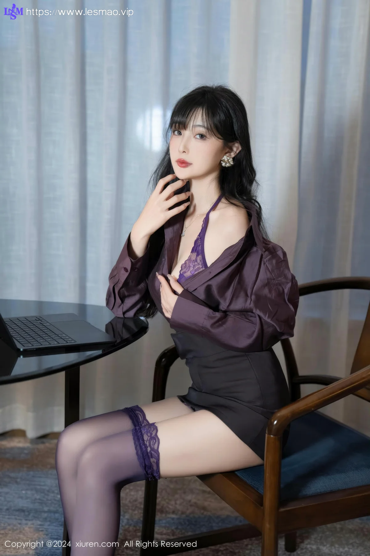 XiuRen 秀人 No.9428 林星阑 紫色蕾丝连体衣 - 36
