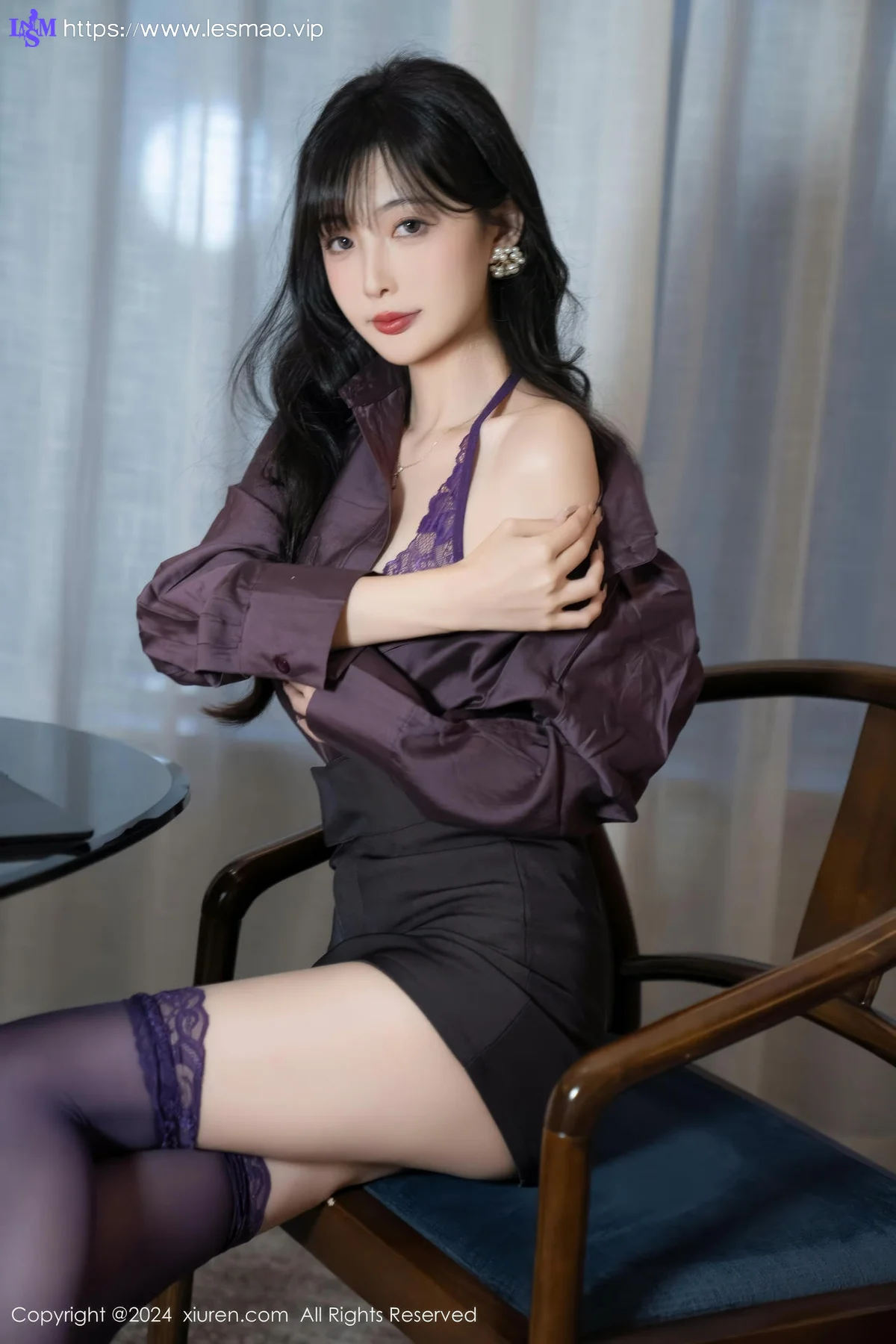 XiuRen 秀人 No.9428 林星阑 紫色蕾丝连体衣 - 39