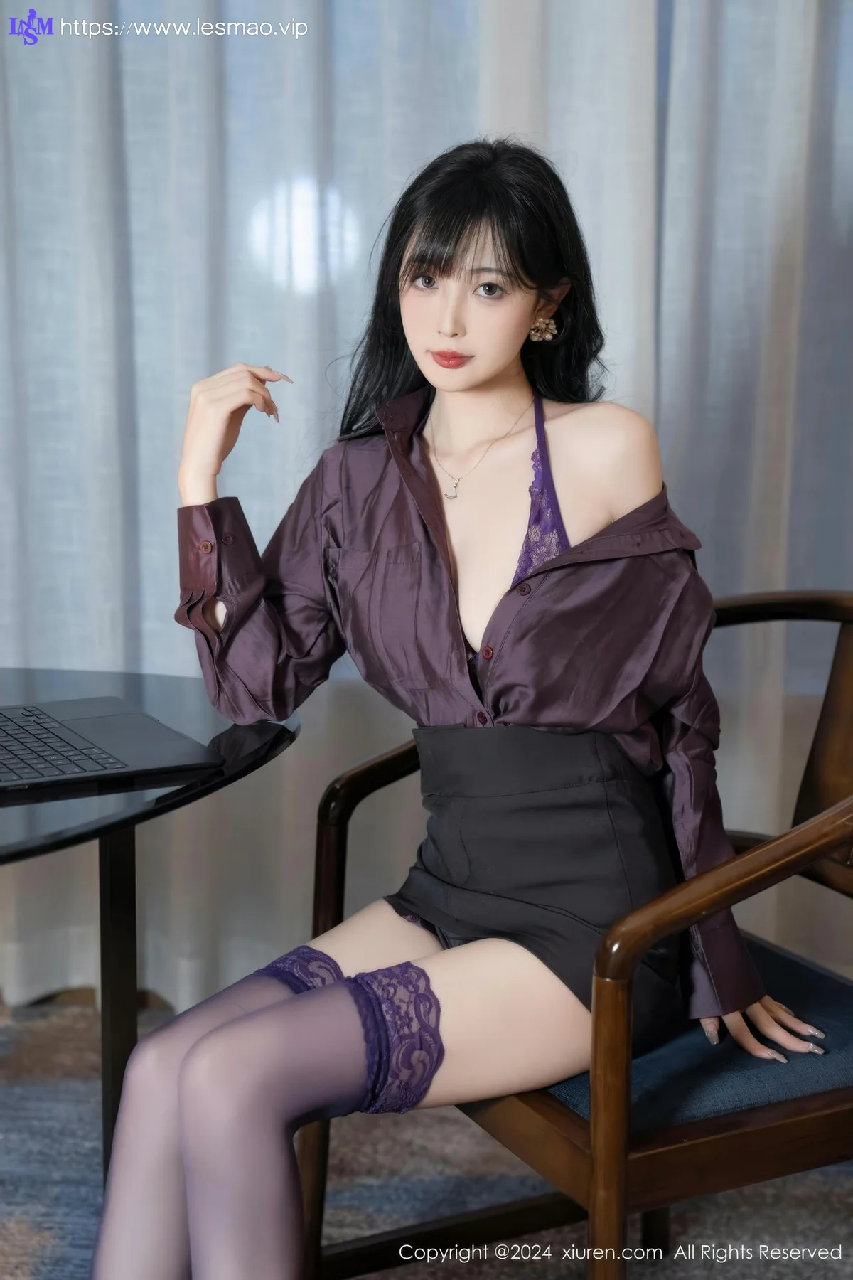 XiuRen 秀人 No.9428 林星阑 紫色蕾丝连体衣 - 41