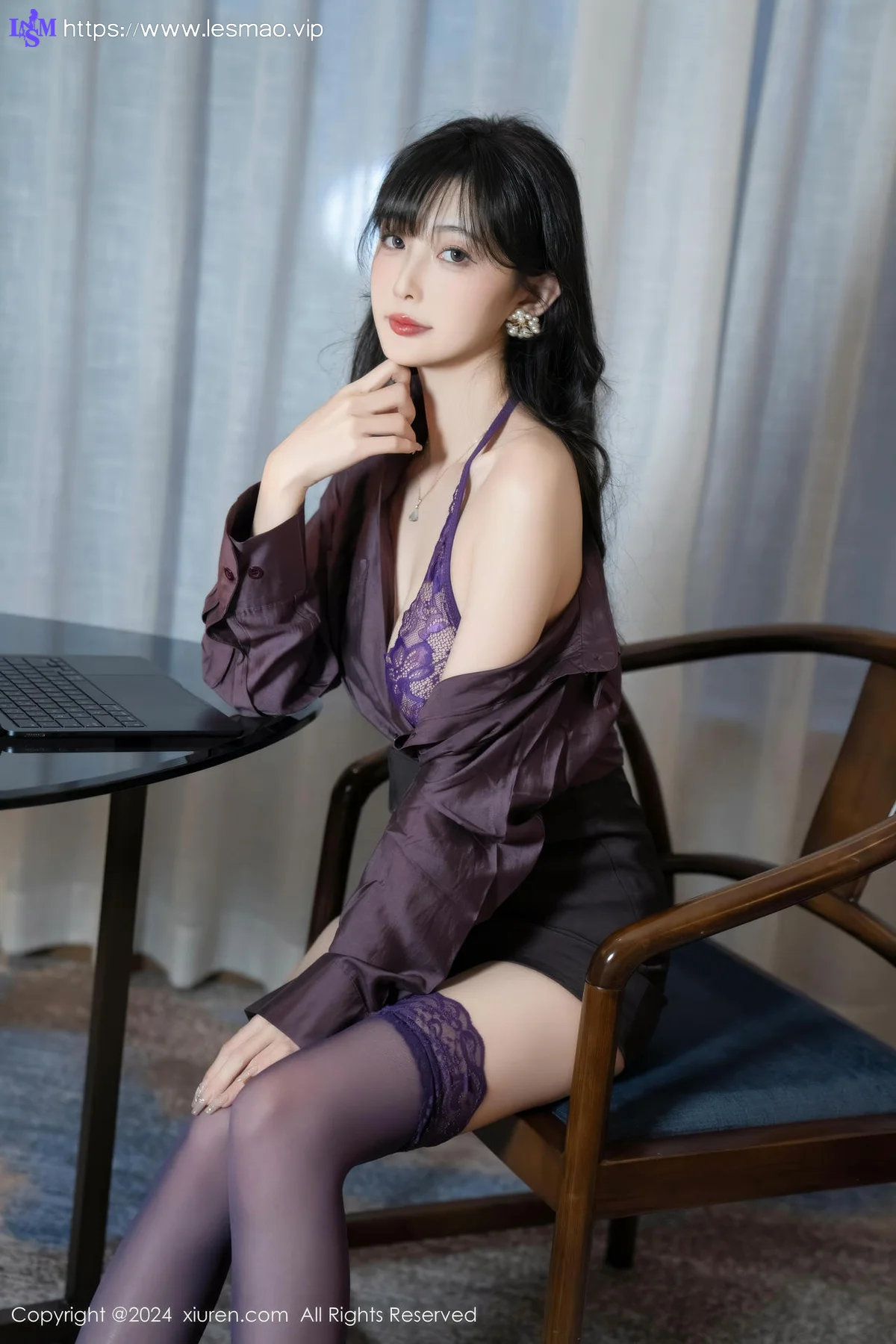 XiuRen 秀人 No.9428 林星阑 紫色蕾丝连体衣 - 45