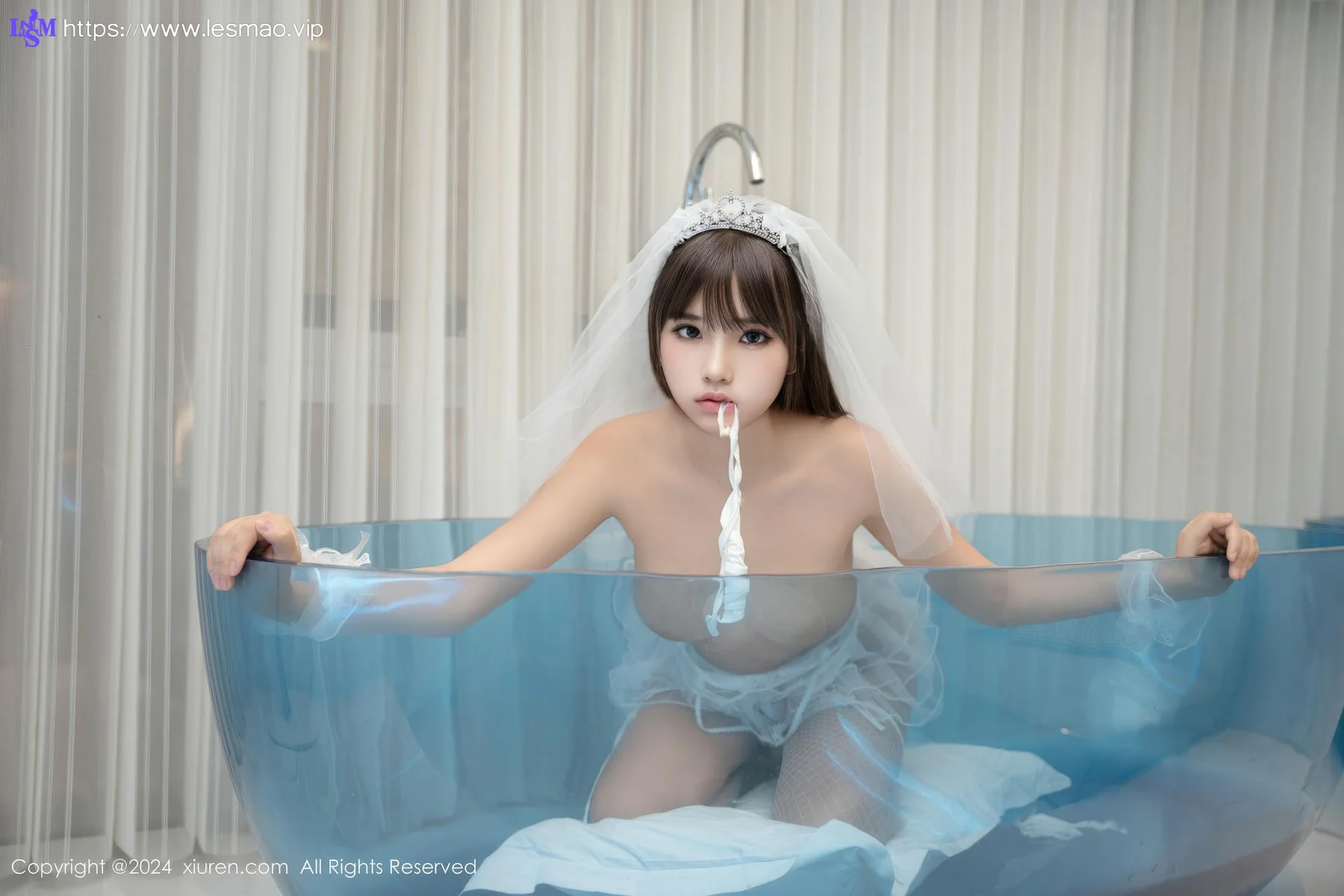 XiuRen 秀人 No.9539 姚若兮vay 少女白丝透视网袜 - 55