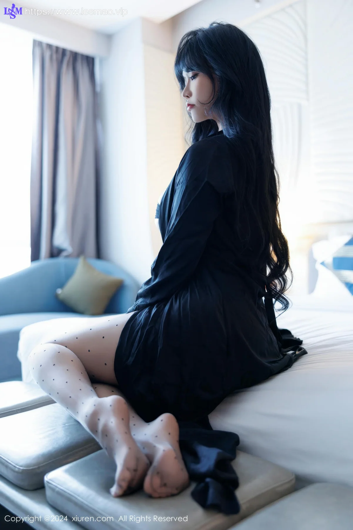 XiuRen 秀人 No.9575 娜比 黑色波点丝袜 - 68