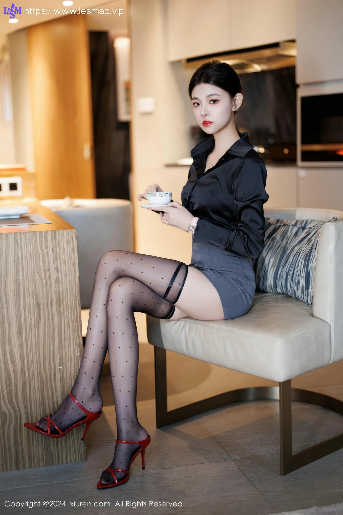 XiuRen 秀人 No.9604 初梦瑶 吊袜美腿黑丝 - 16