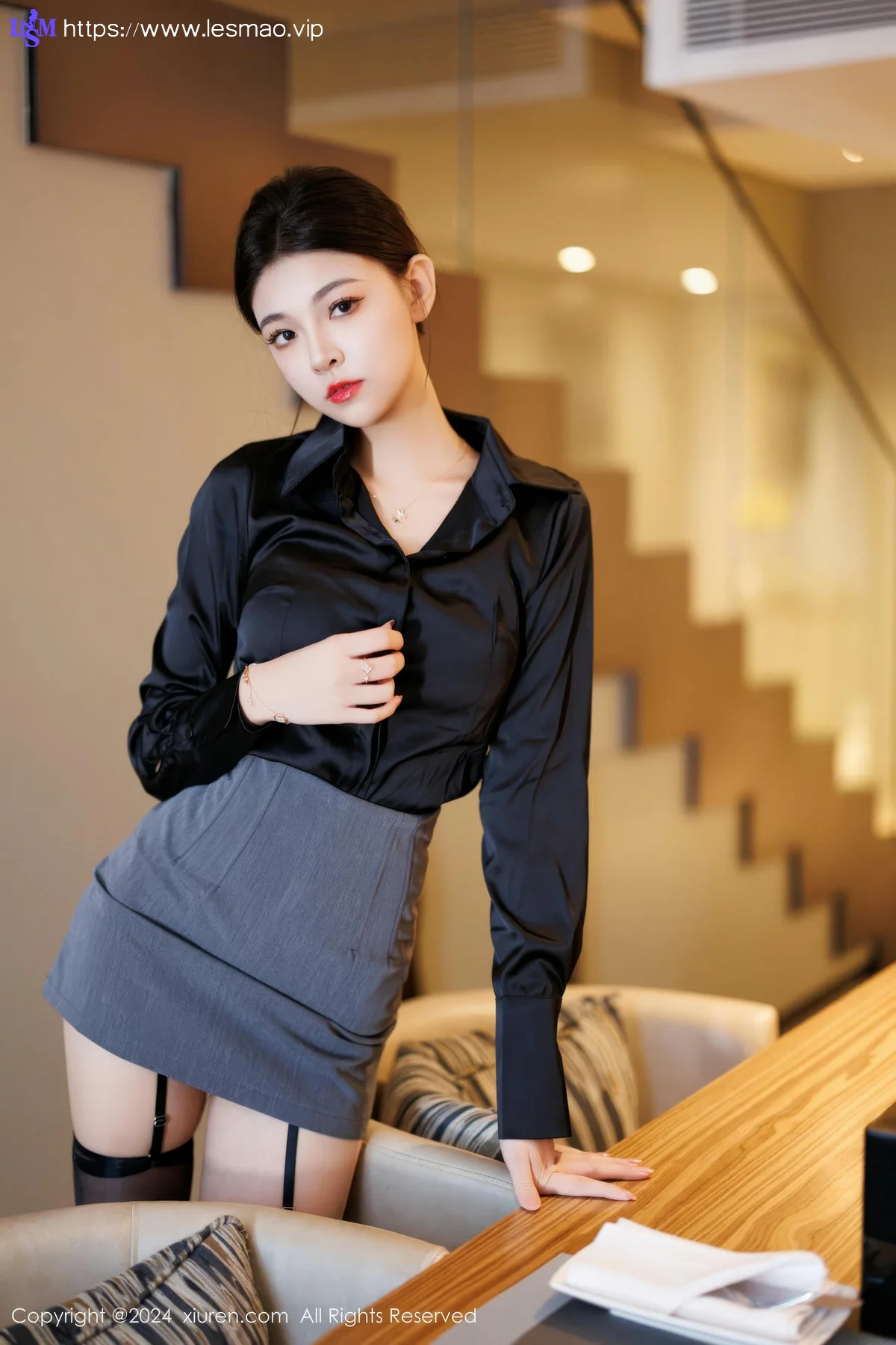 XiuRen 秀人 No.9604 初梦瑶 吊袜美腿黑丝 - 32