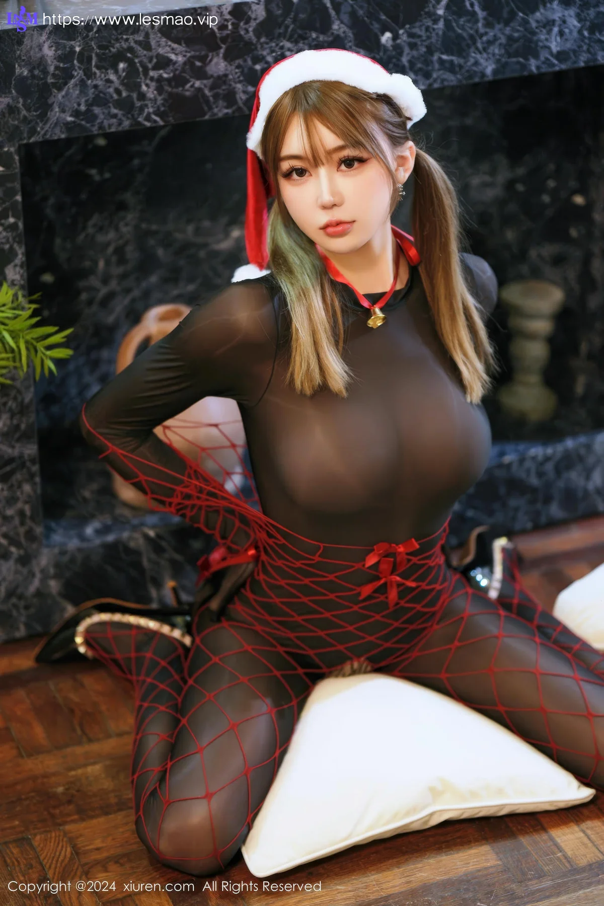 XiuRen 秀人 No.9641 Zoe柚柚 连体黑丝捆绑圣诞 - 22