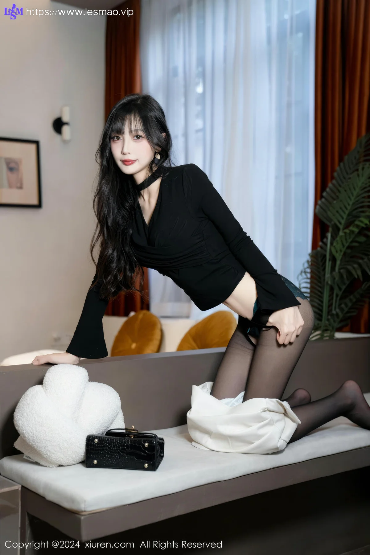 XiuRen 秀人 No.9691 林星阑 黑丝美腿内衣 - 47