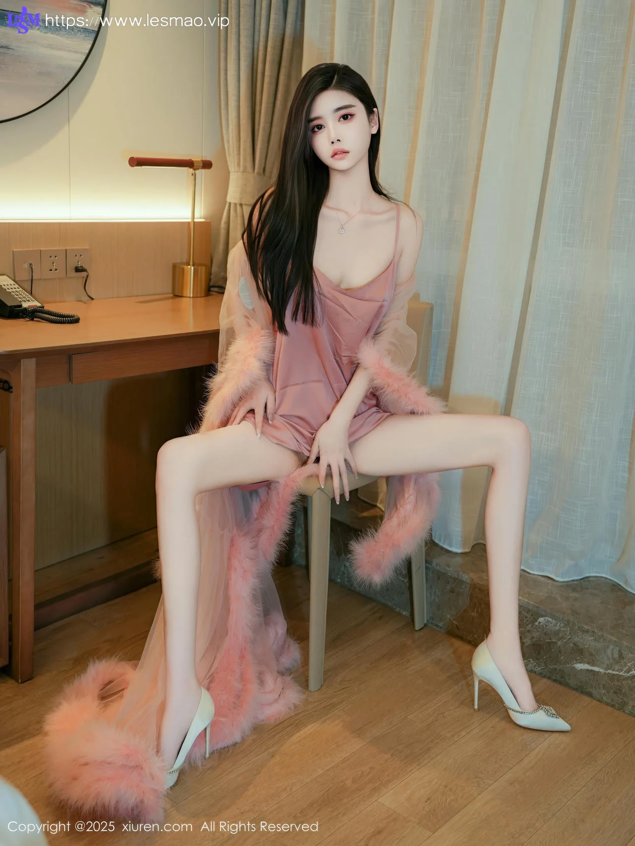 XiuRen 秀人 No.9705 Erikaki 粉色纱裙长腿美女 - 77