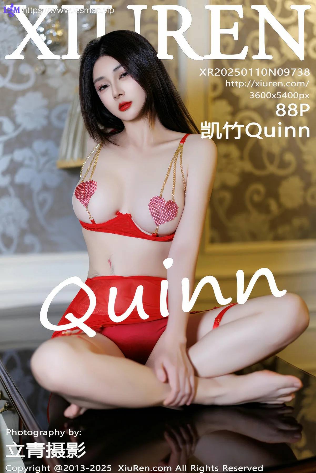 XiuRen 秀人 No.9738 凯竹Quinn 红色礼裙香肩爆乳 - 89