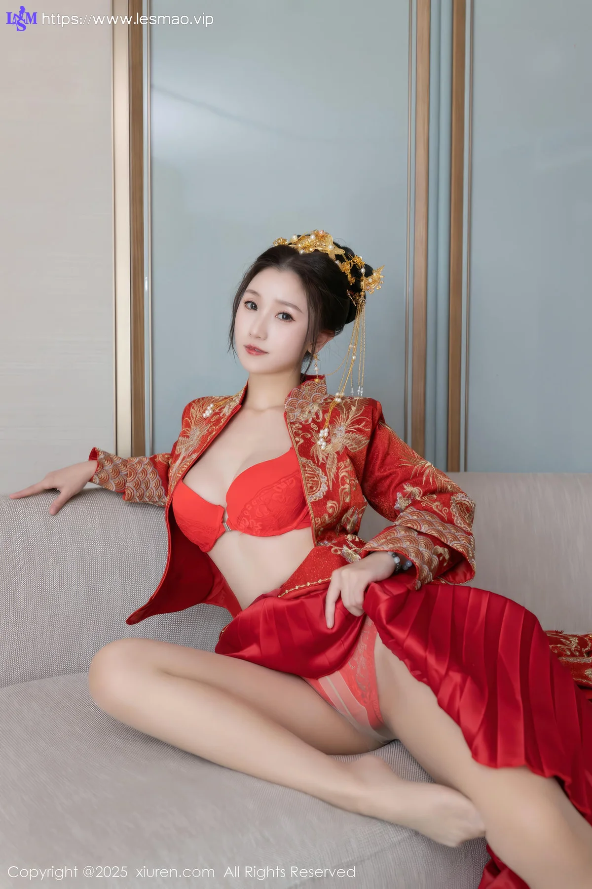 XiuRen 秀人 No.9811 杏子Yada 新春旗袍制服 - 47