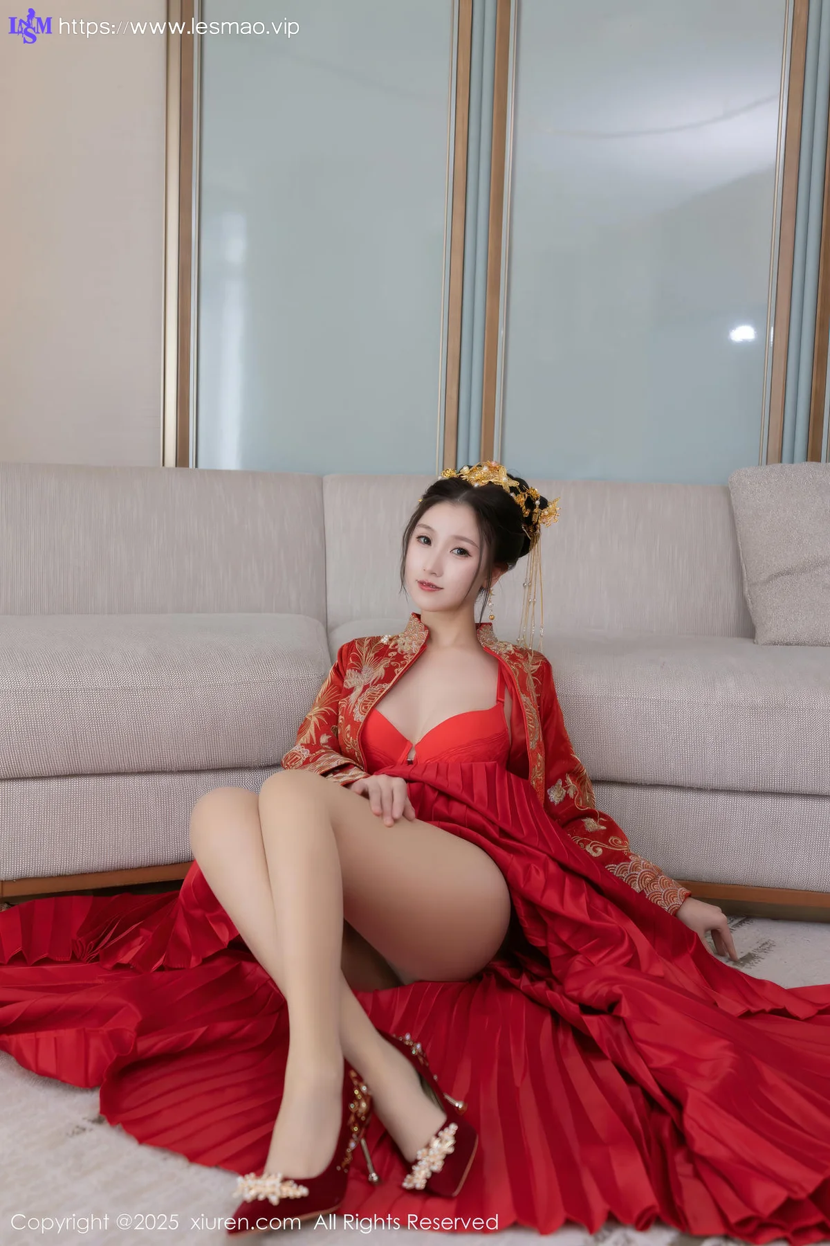 XiuRen 秀人 No.9811 杏子Yada 新春旗袍制服 - 50