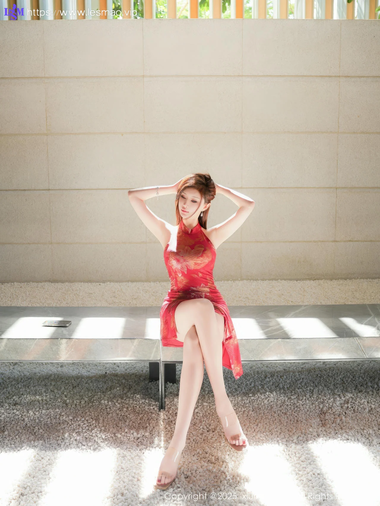 XiuRen 秀人 No.9837 Carol周妍希X 红色旗袍玉体乳贴 - 30