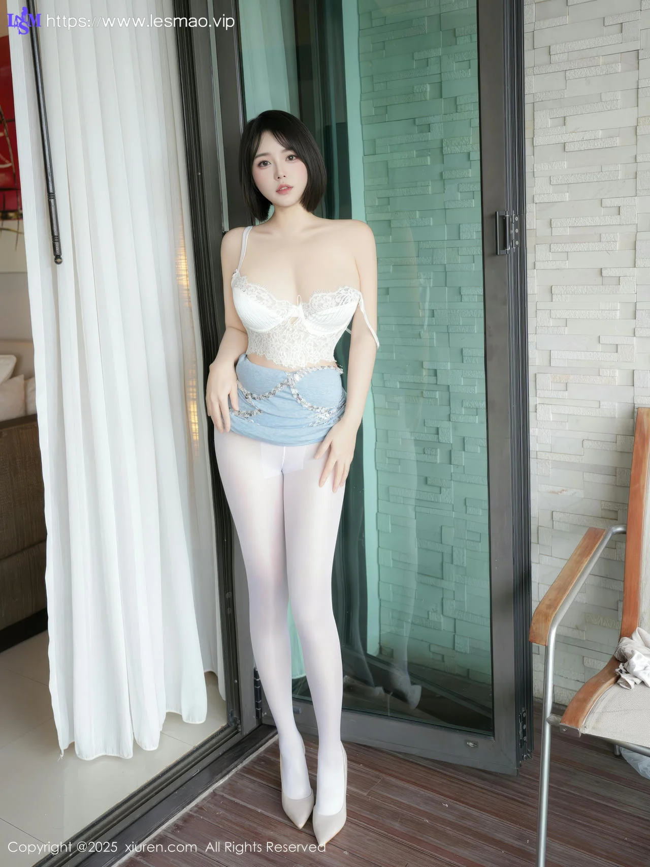 XiuRen 秀人 No.9872 桃色奶酪 短发少女白丝美腿 - 41