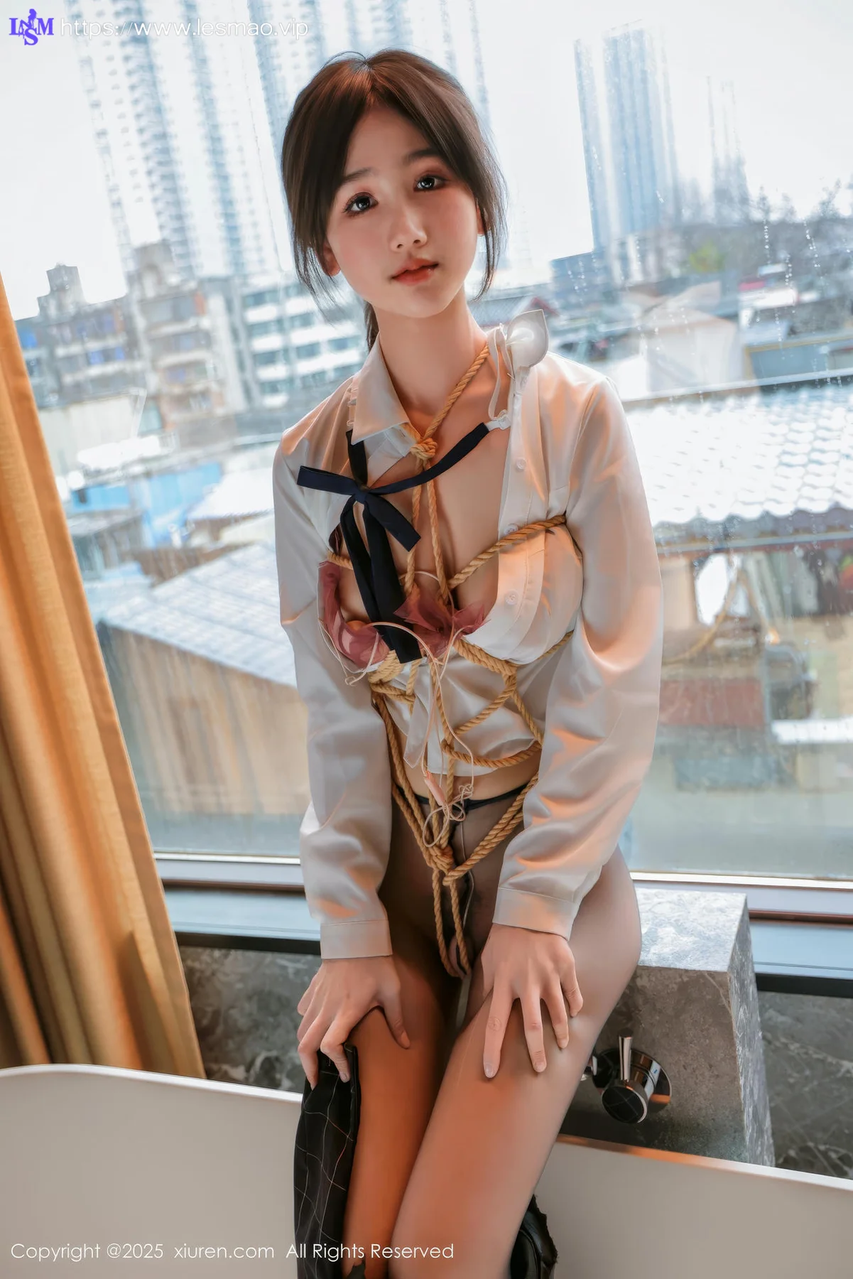 XiuRen 秀人 No.9949 奶芙乔乔 浴室捆绑清纯校服 - 46