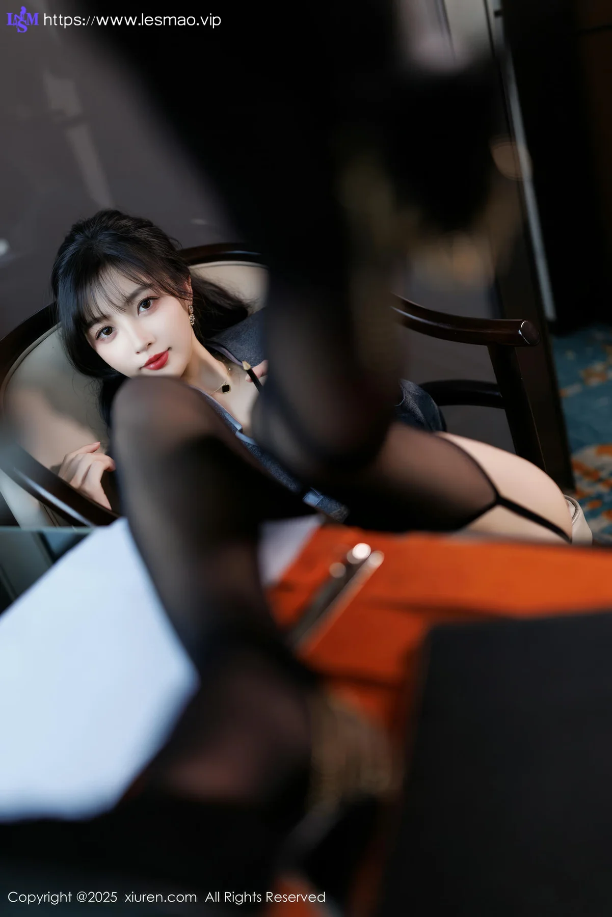 XiuRen 秀人 No.9957 樱桃小阑子 紫色蕾丝内衣吊袜 - 24