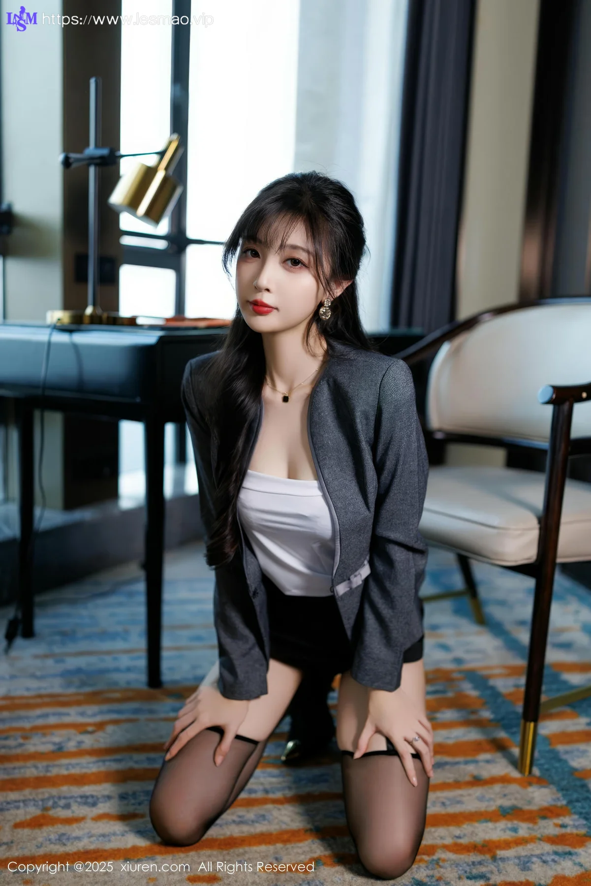 XiuRen 秀人 No.9957 樱桃小阑子 紫色蕾丝内衣吊袜 - 31