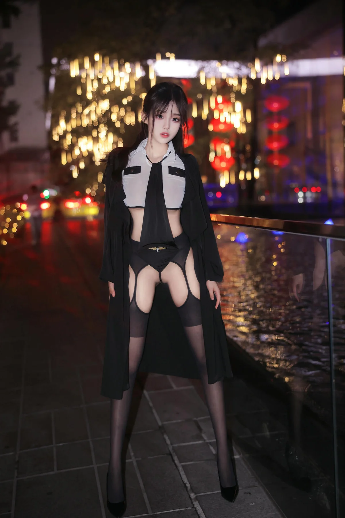 XiuRen 秀人 No.N003 王心悦吊带黑丝制服 - 12