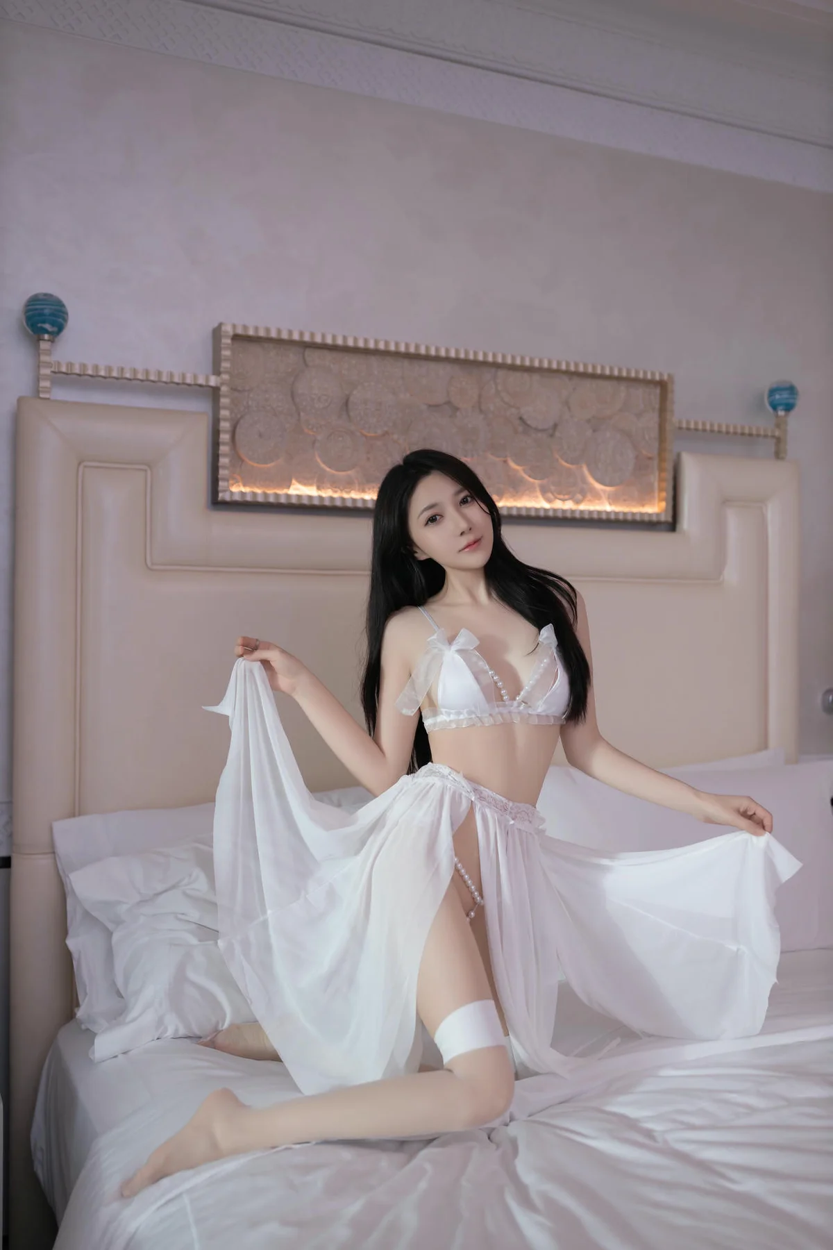 XiuRen 秀人 No.N061 鱼子酱Fish白色珍珠内裤纱裙 - 73