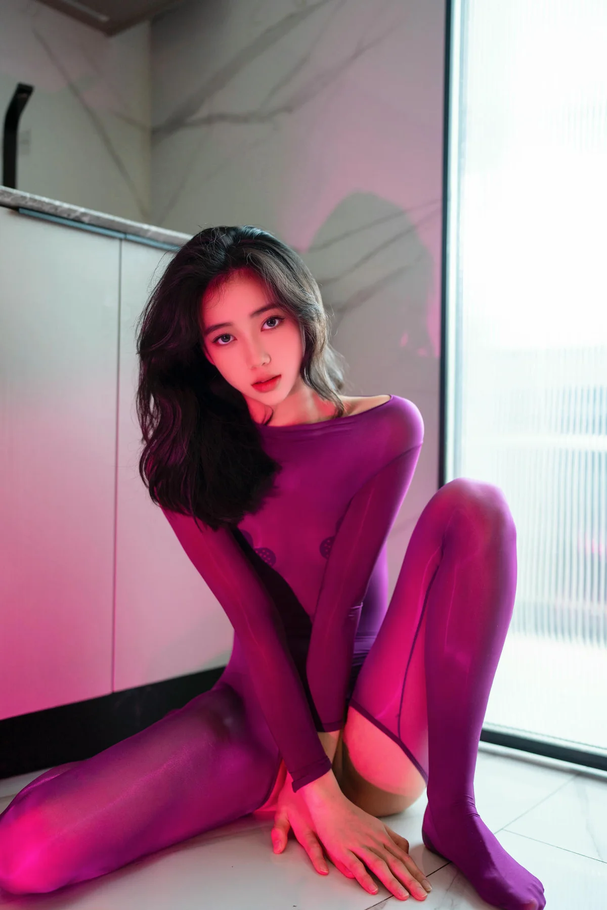 XiuRen 秀人 No.N141 时安安长腿连体紫色丝袜 - 16
