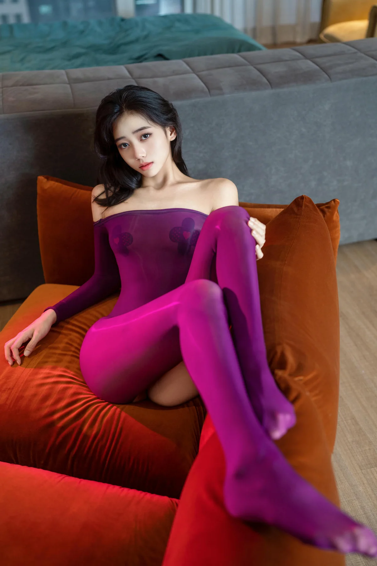 XiuRen 秀人 No.N141 时安安长腿连体紫色丝袜 - 38