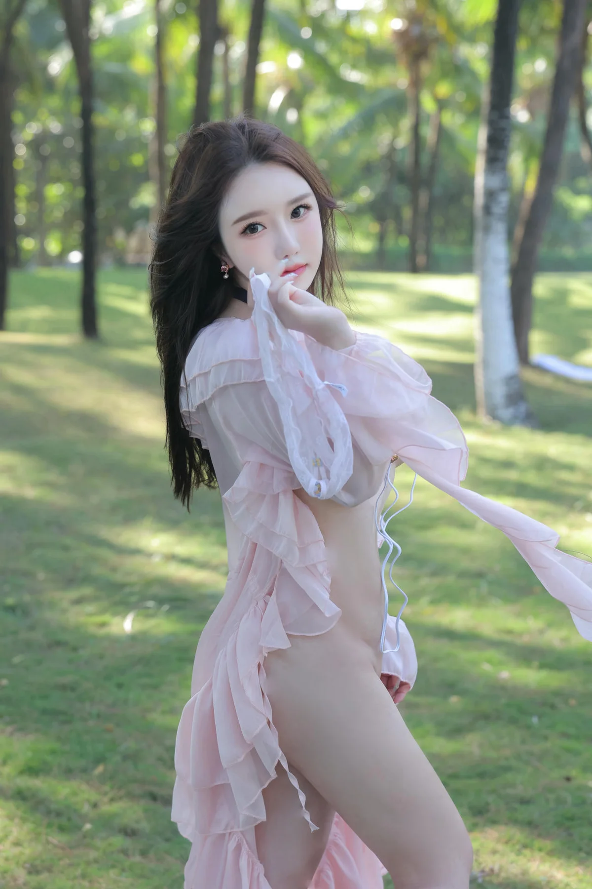 XiuRen 秀人 No.N171 小薯条nienie户外粉色纱裙 - 37