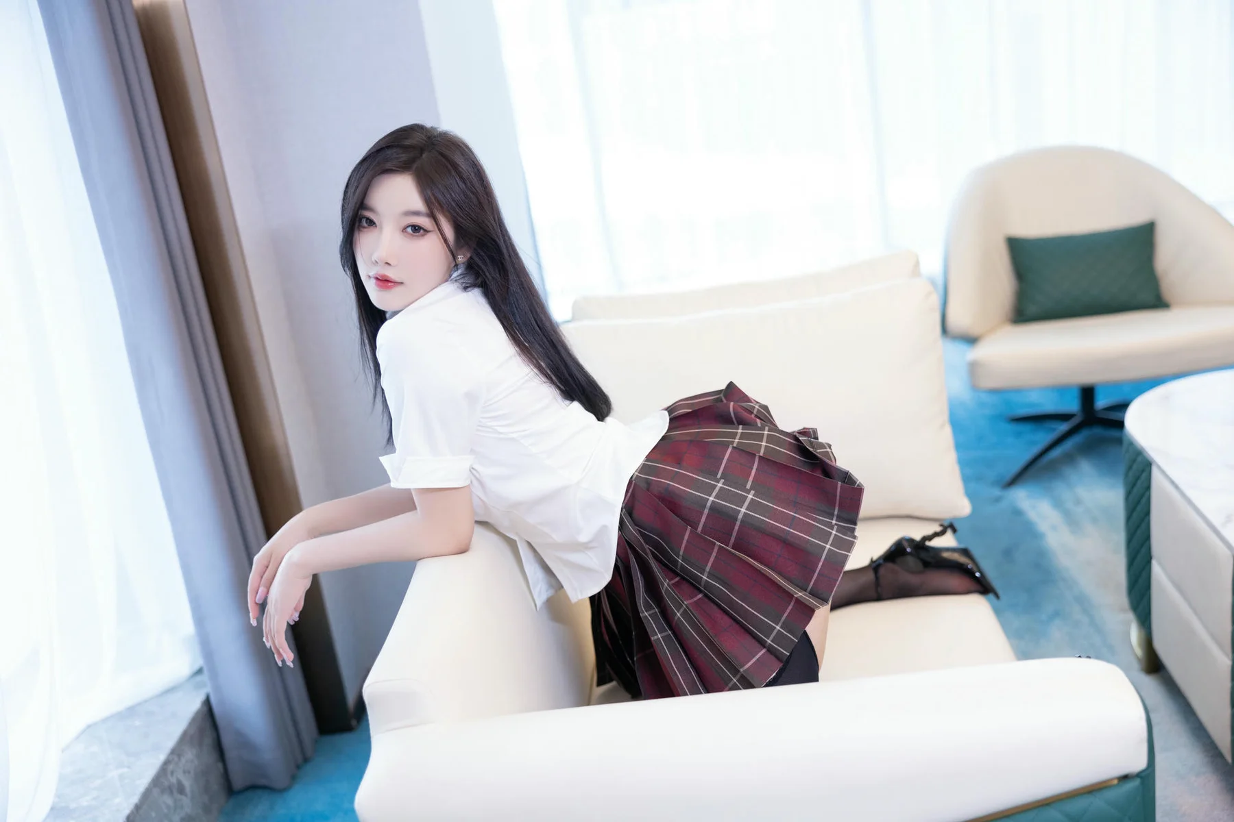 XiuRen 秀人 No.N267 杨晨晨格子JK短裙制服 - 59