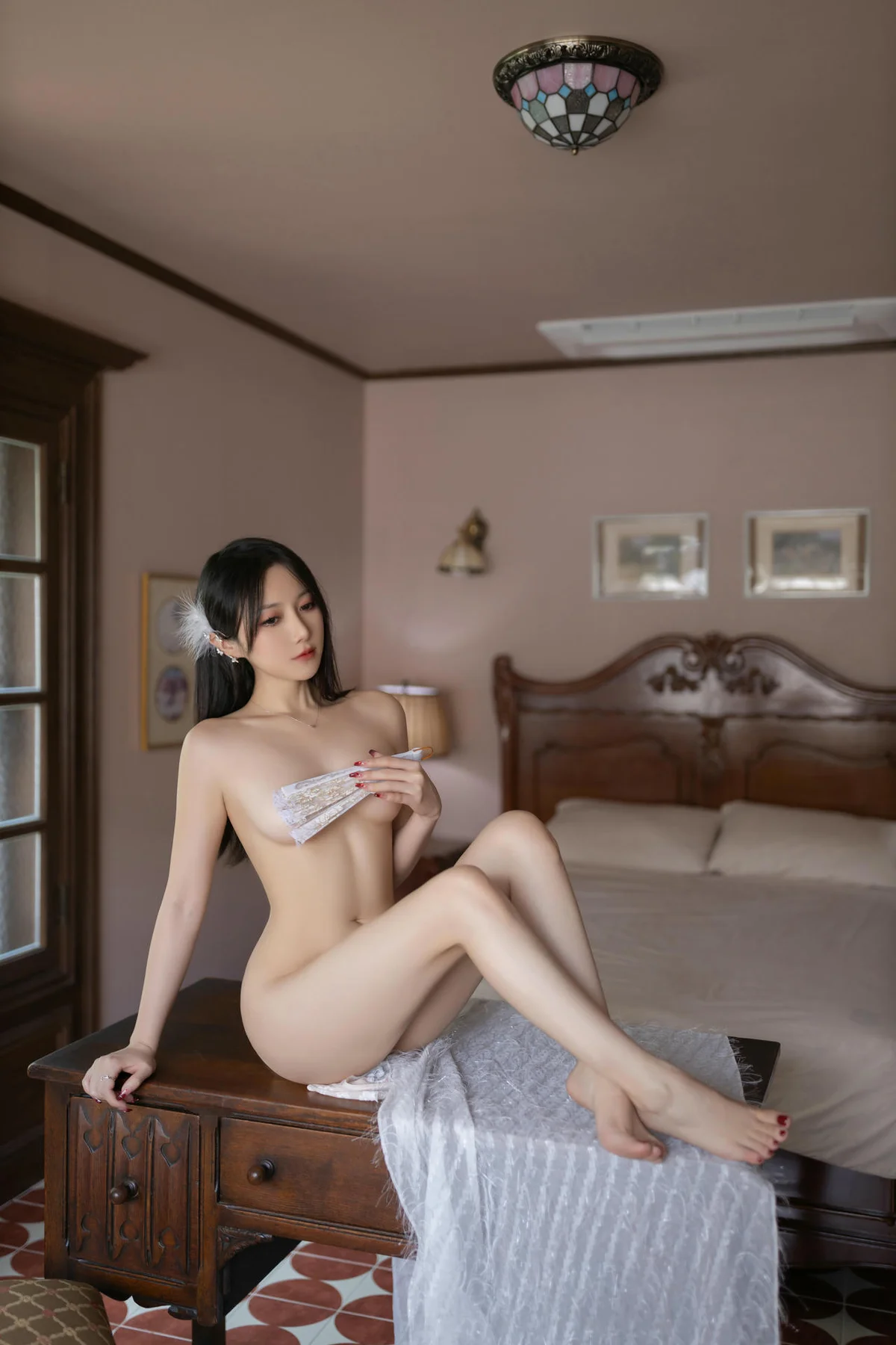 XiuRen 秀人 No.N305 鱼子酱Fish白色透视蕾丝 - 87