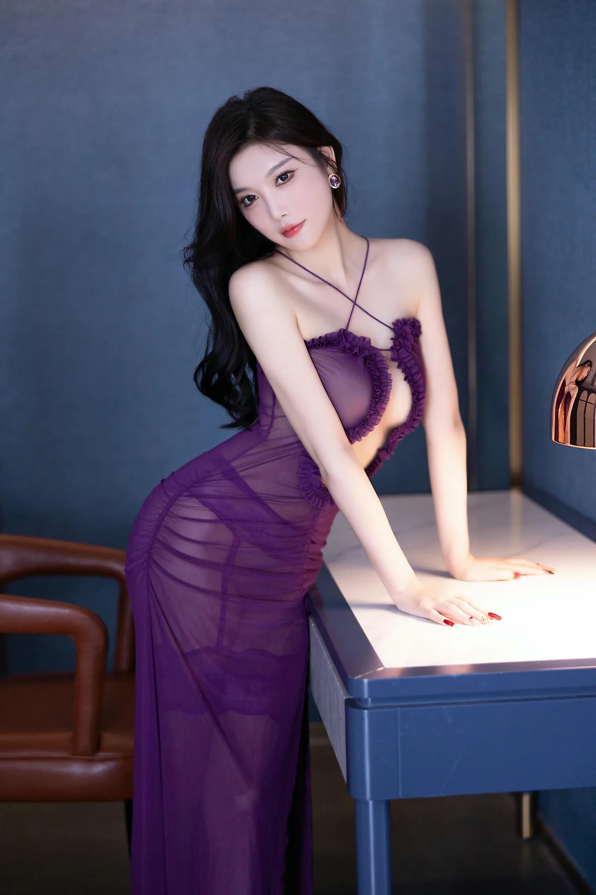 XiuRen 秀人 No.N379 杨晨晨紫色情趣透视服装 - 63