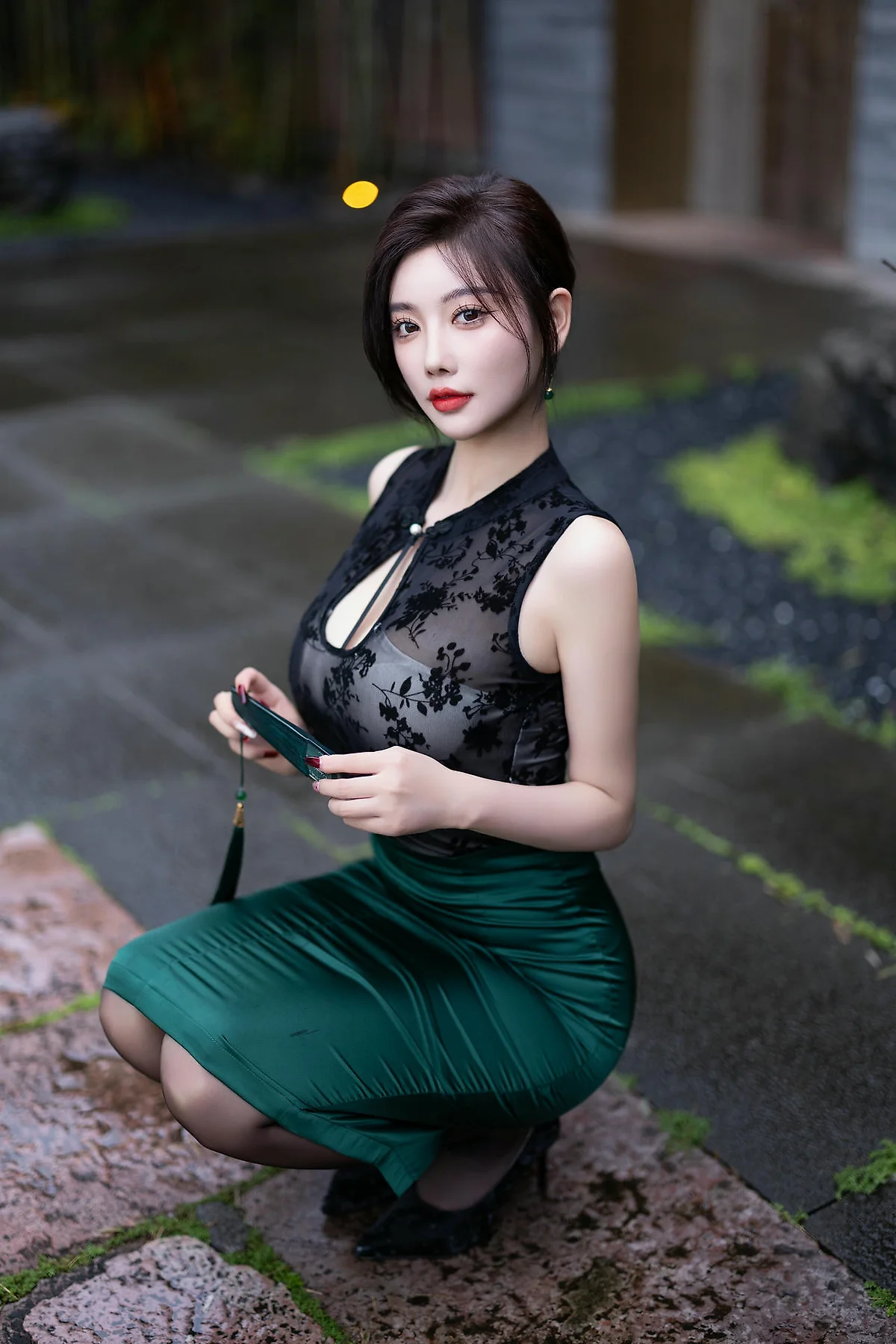 XiuRen 秀人 No.N471 杨晨晨绿色长裙黑丝长腿 - 19