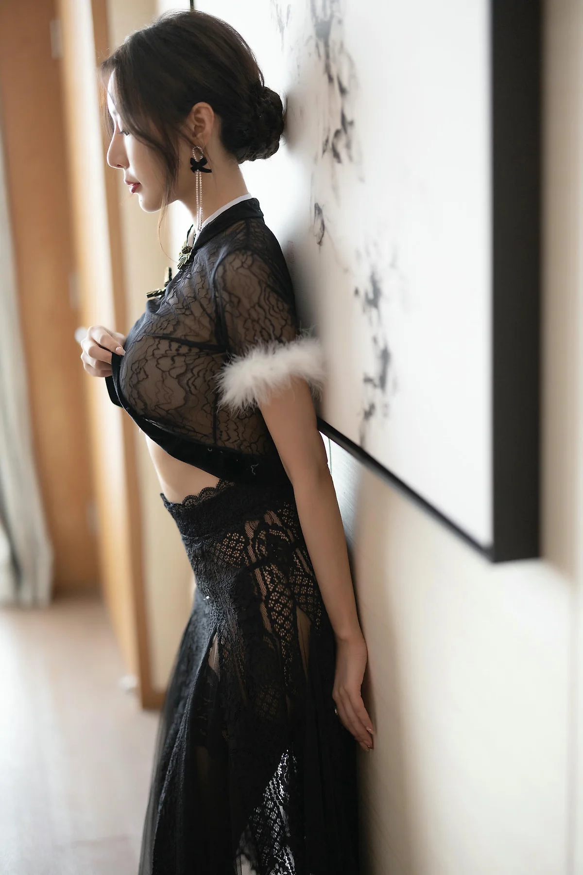XiuRen 秀人 No.N493 王馨瑶黑色蕾丝旗袍 - 20
