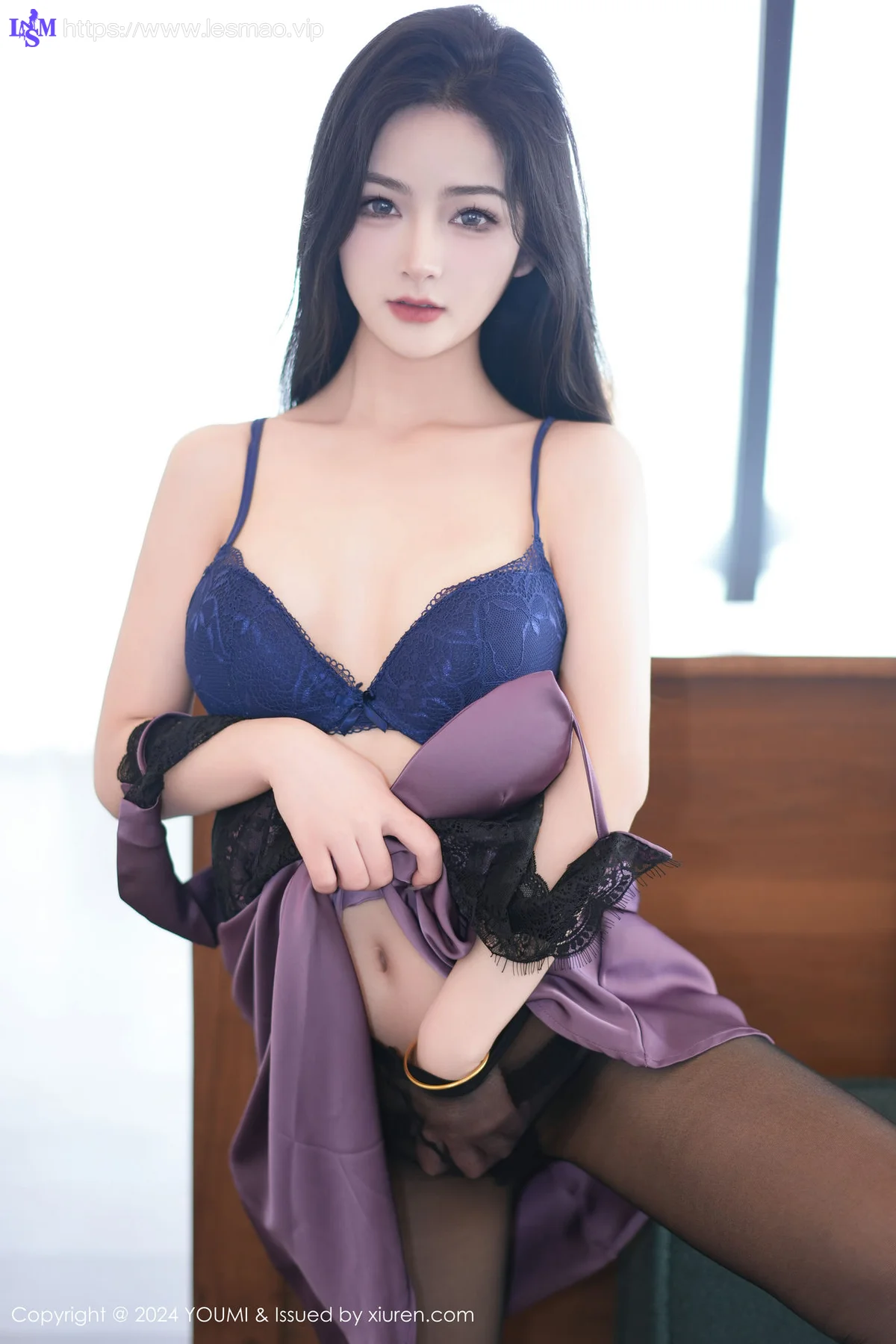 YOUMI 尤蜜荟 Vol.1036 小茶茶tea 紫色轻透长裙性感写真1 - 16