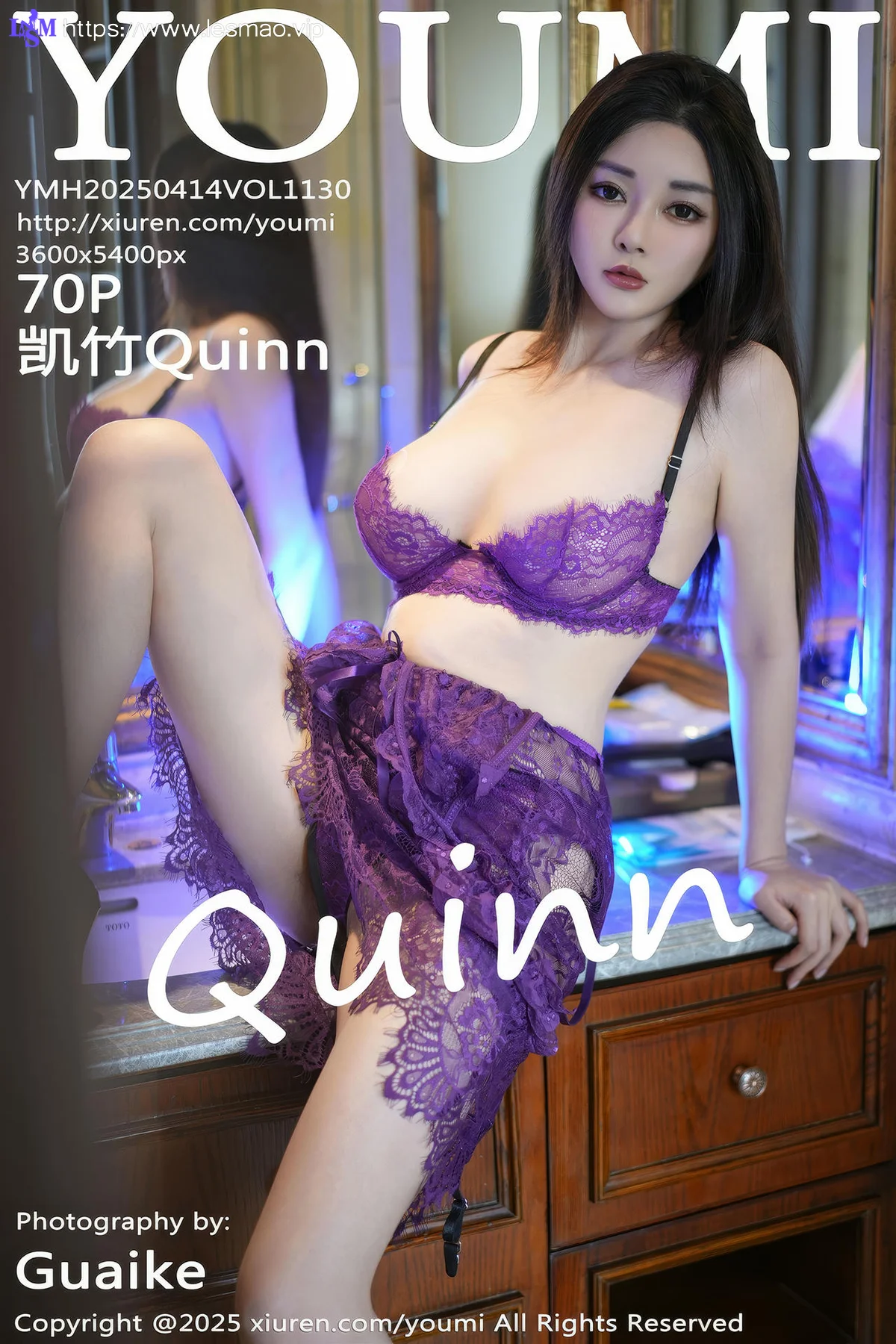 YOUMI 尤蜜荟 Vol.1130 凯竹Quinn 紫色连衣裙 - 71