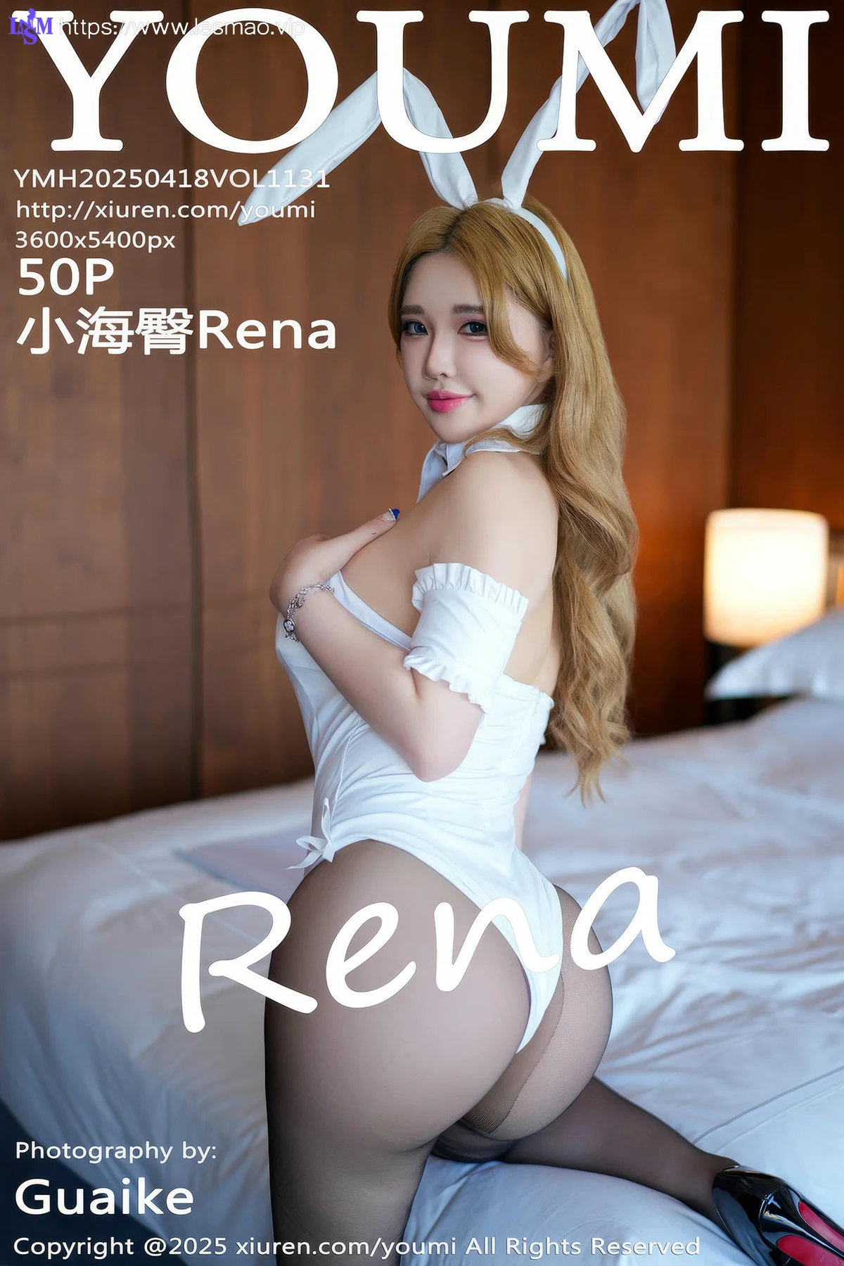 YOUMI 尤蜜荟 Vol.1131 小海臀Rena 白色连衣短裙兔女郎 - 51