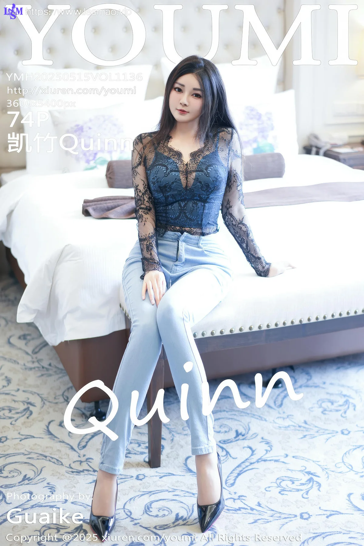 YOUMI 尤蜜荟 Vol.1136 凯竹Quinn 黑色蕾丝牛仔 - 75