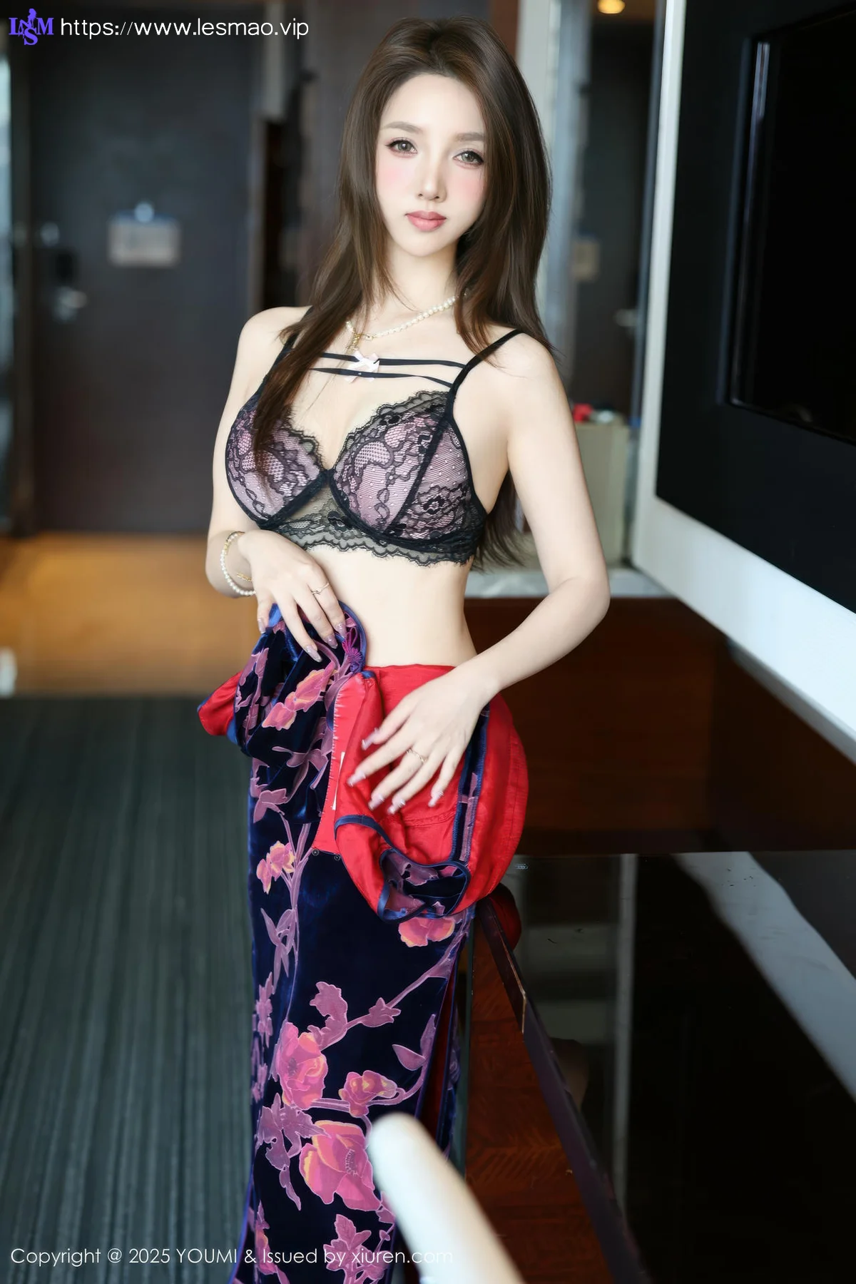 YOUMI 尤蜜荟 Vol.1158 桃桃夭夭twins 性感花色旗袍 - 37