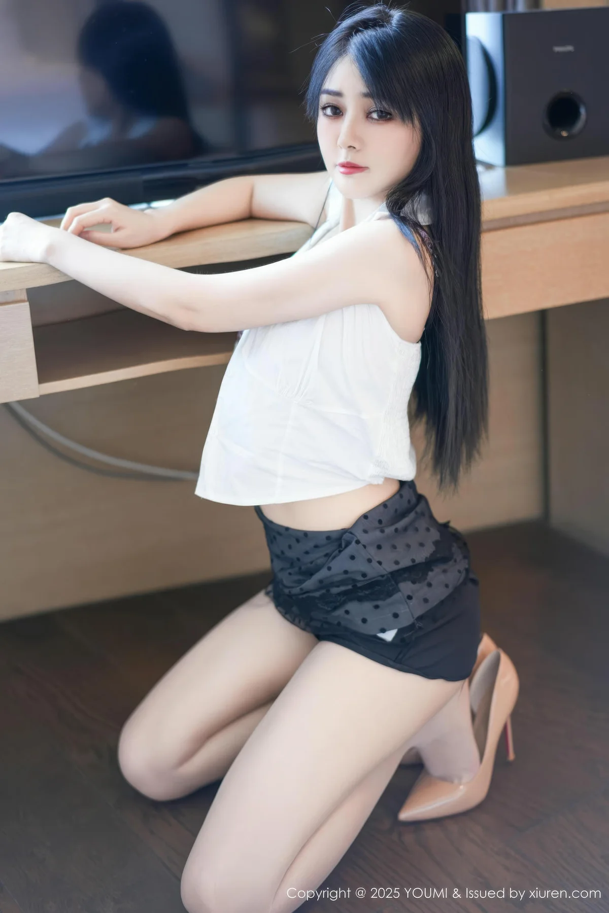YOUMI 尤蜜荟 Vol.1169 凯竹Quinn 黑色蕾丝波点短裙 - 20
