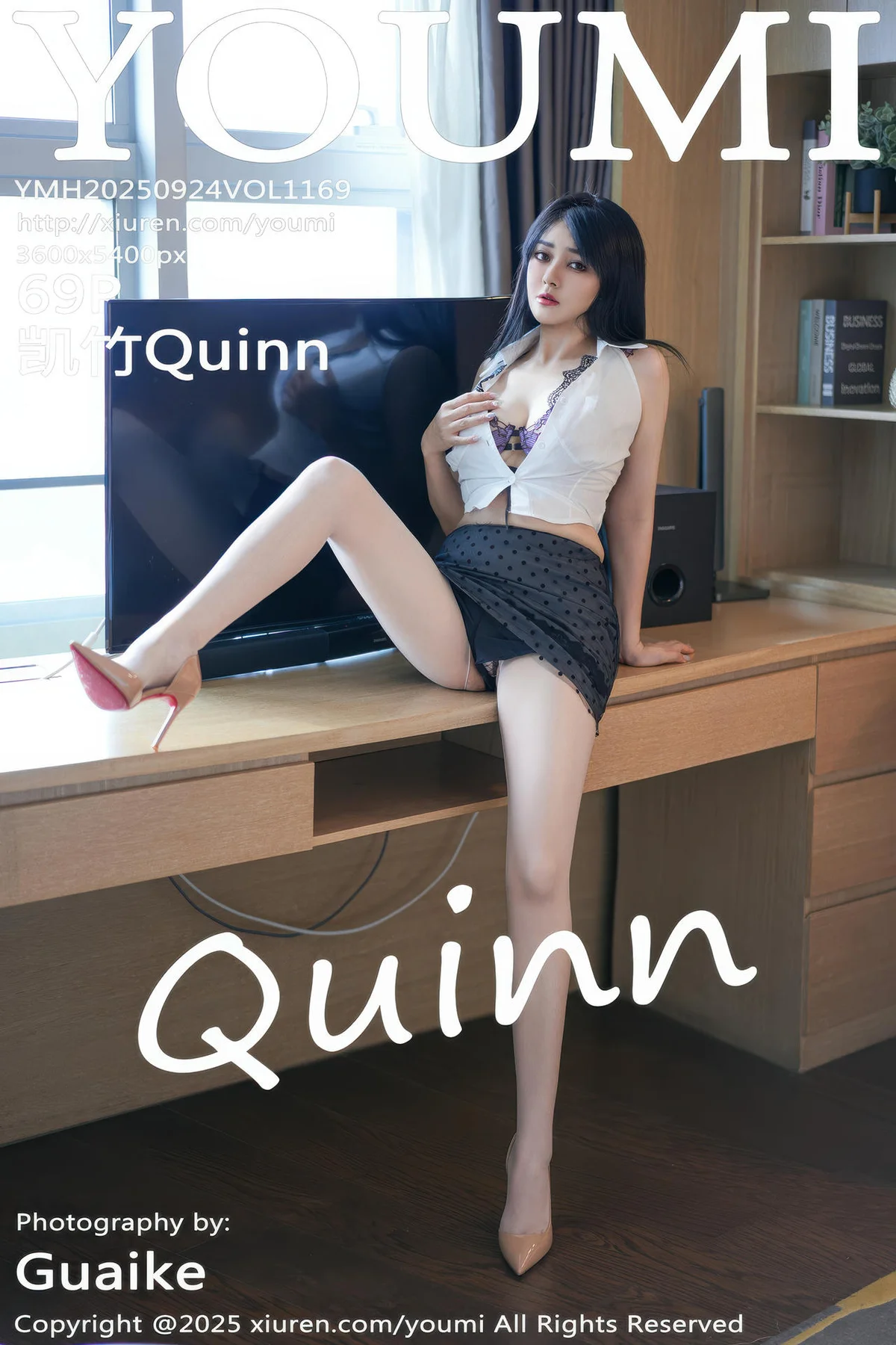 YOUMI 尤蜜荟 Vol.1169 凯竹Quinn 黑色蕾丝波点短裙 - 70