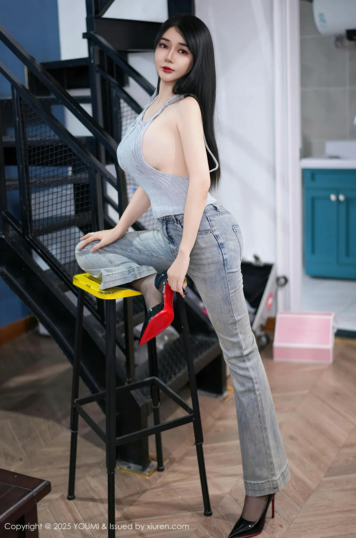 YOUMI 尤蜜荟 Vol.1171 凯竹Quinn 蓝色牛仔裤 - 5