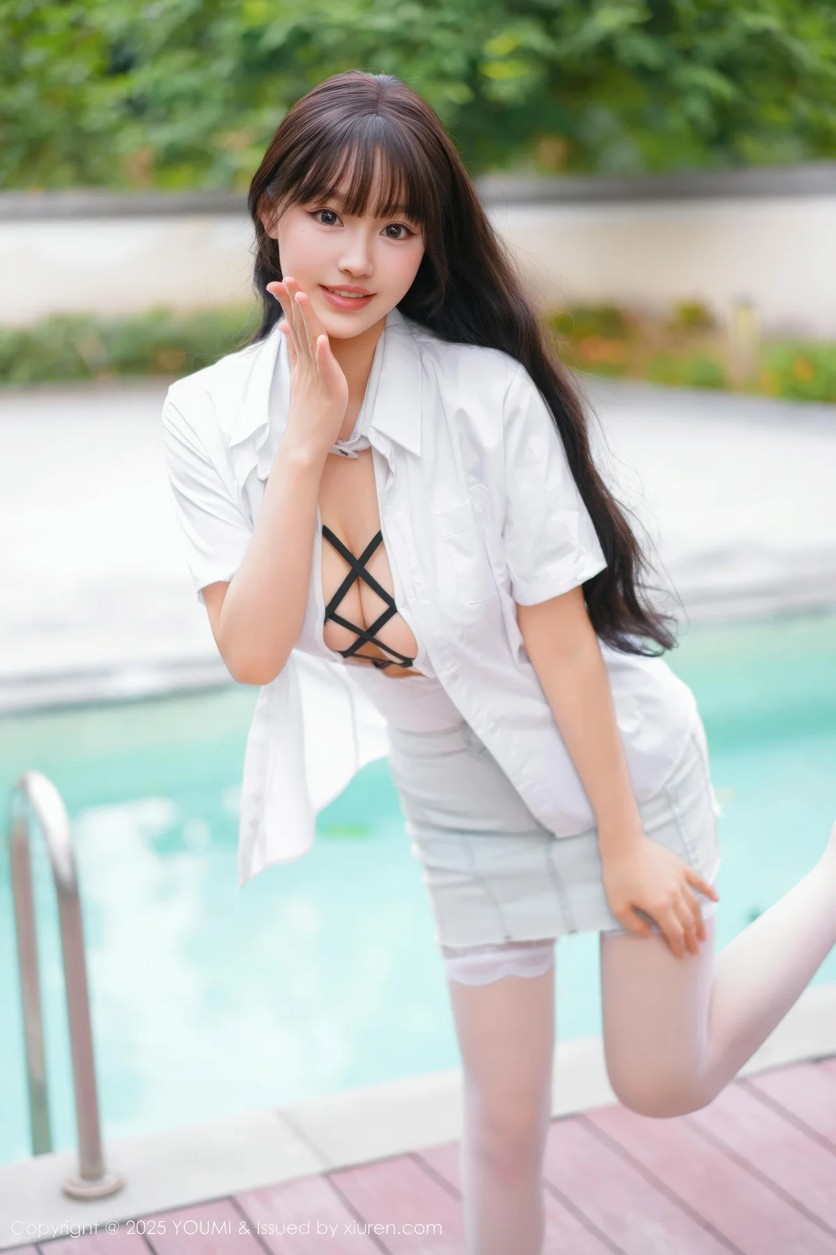 YOUMI 尤蜜荟 Vol.1190 心上可Flora 白色情趣白丝丝袜 - 5
