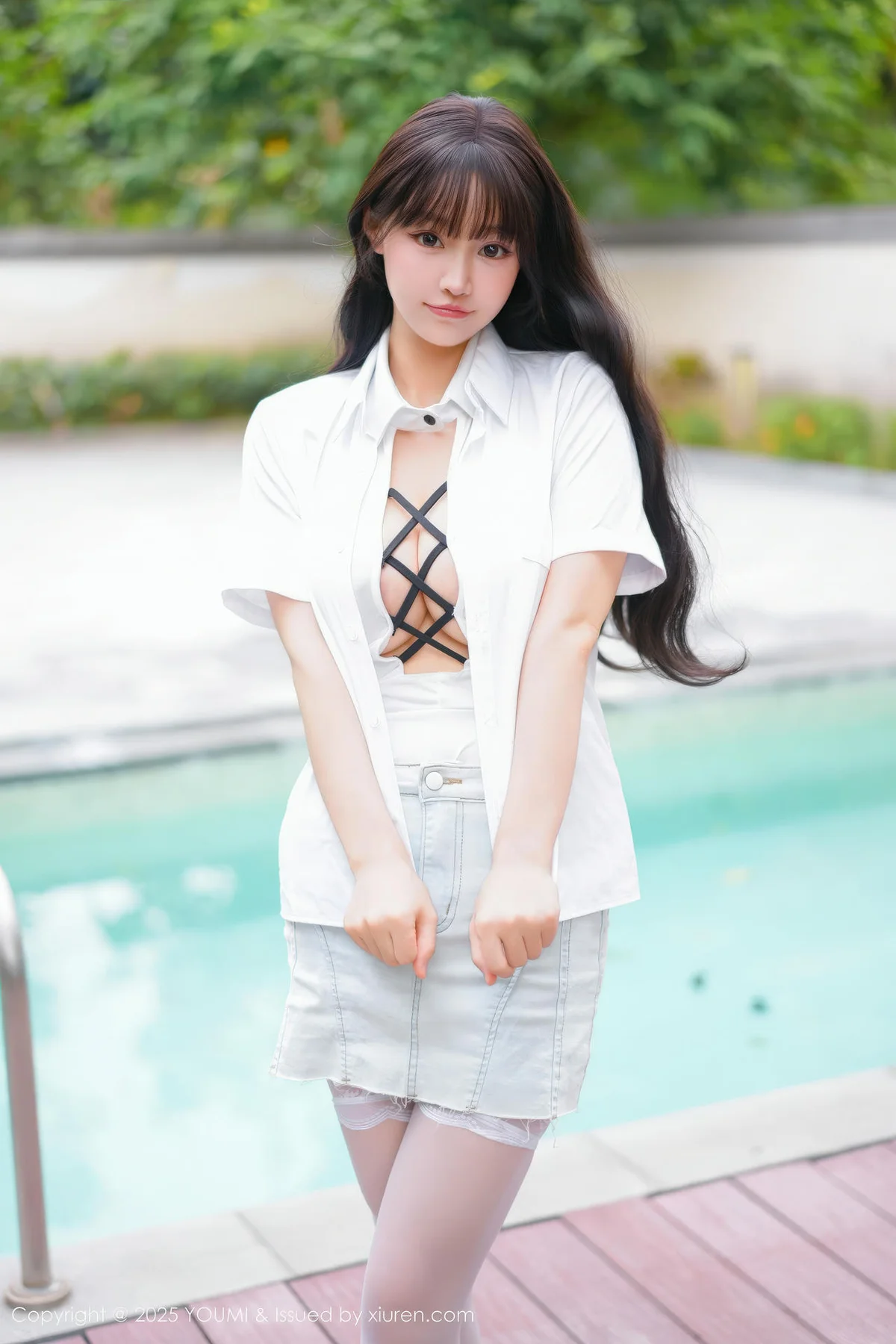 YOUMI 尤蜜荟 Vol.1190 心上可Flora 白色情趣白丝丝袜 - 6