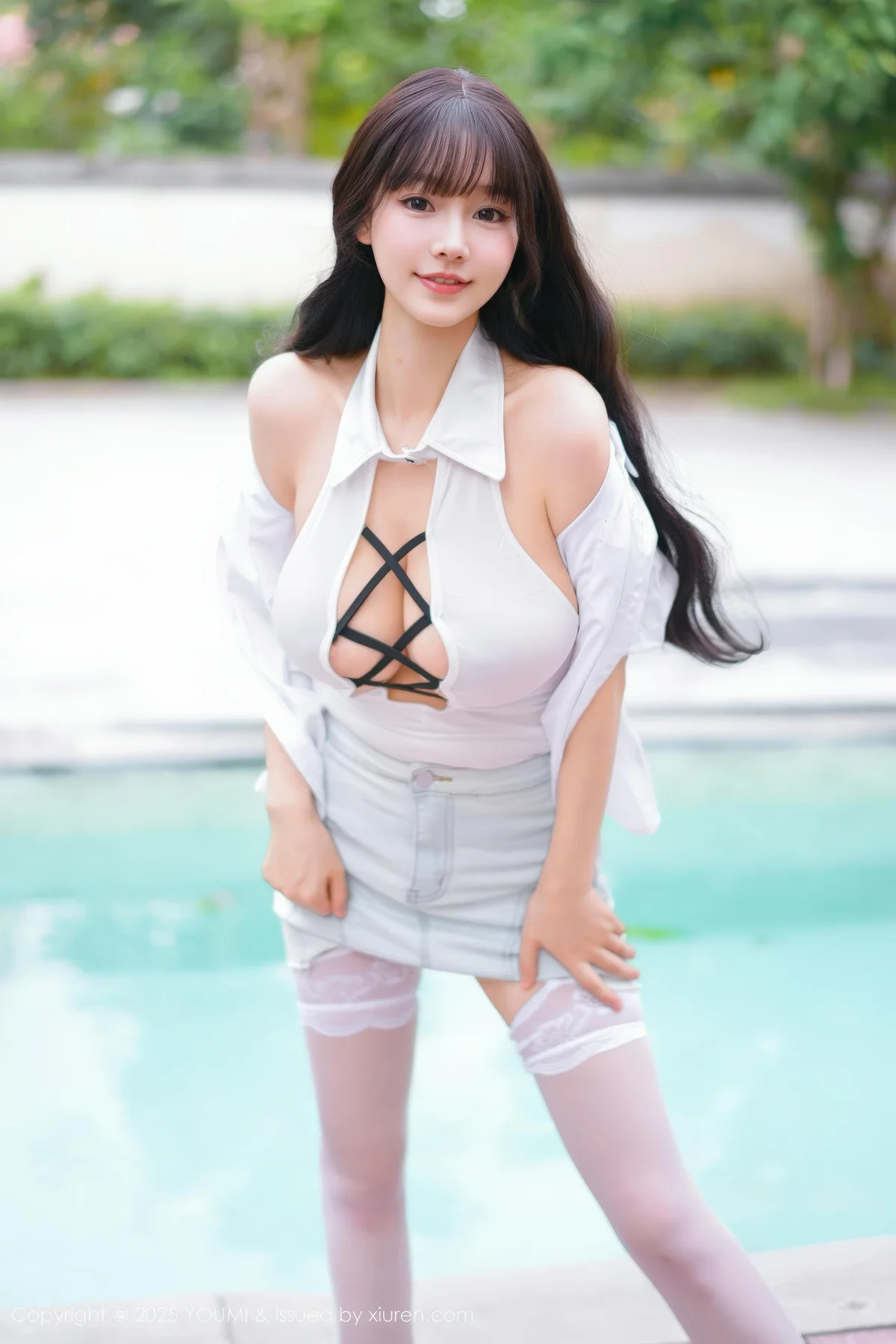 YOUMI 尤蜜荟 Vol.1190 心上可Flora 白色情趣白丝丝袜 - 10