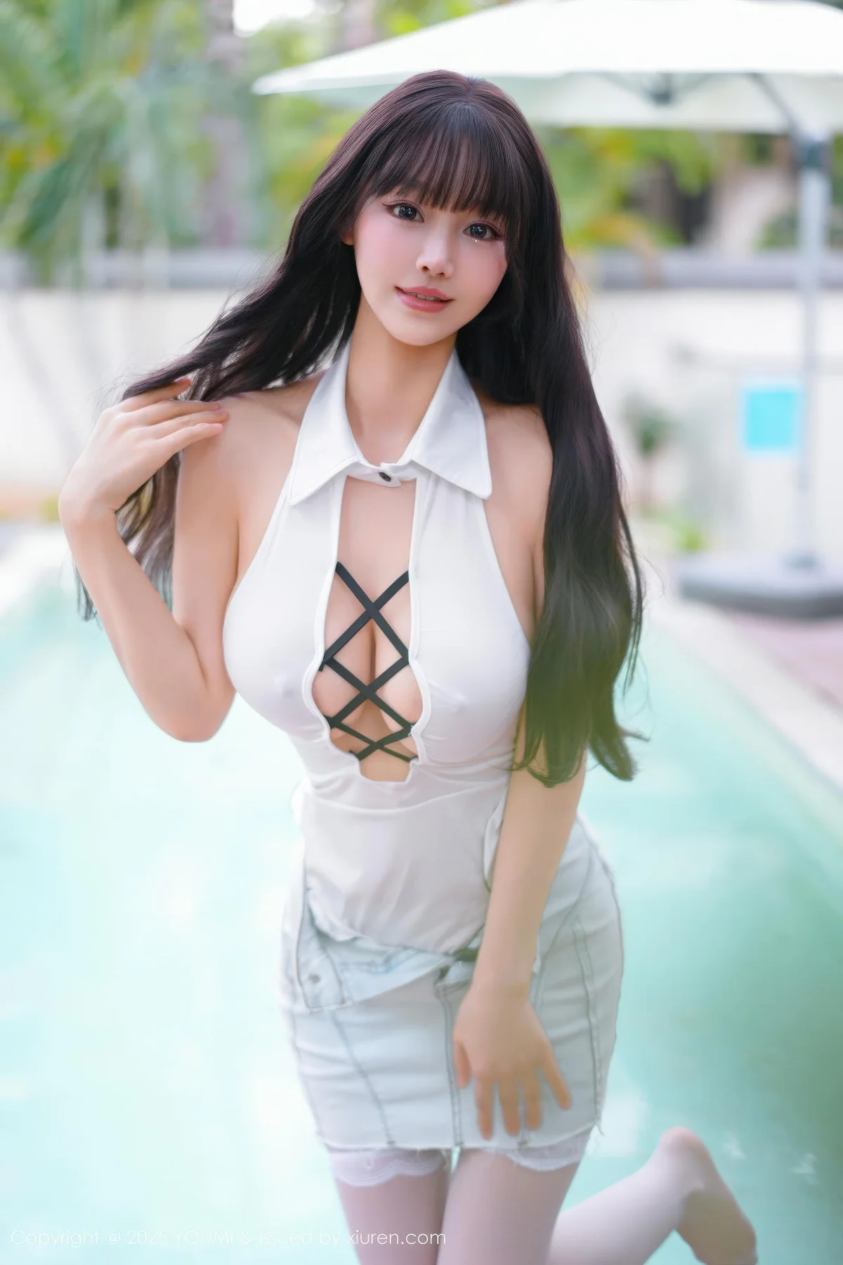 YOUMI 尤蜜荟 Vol.1190 心上可Flora 白色情趣白丝丝袜 - 22