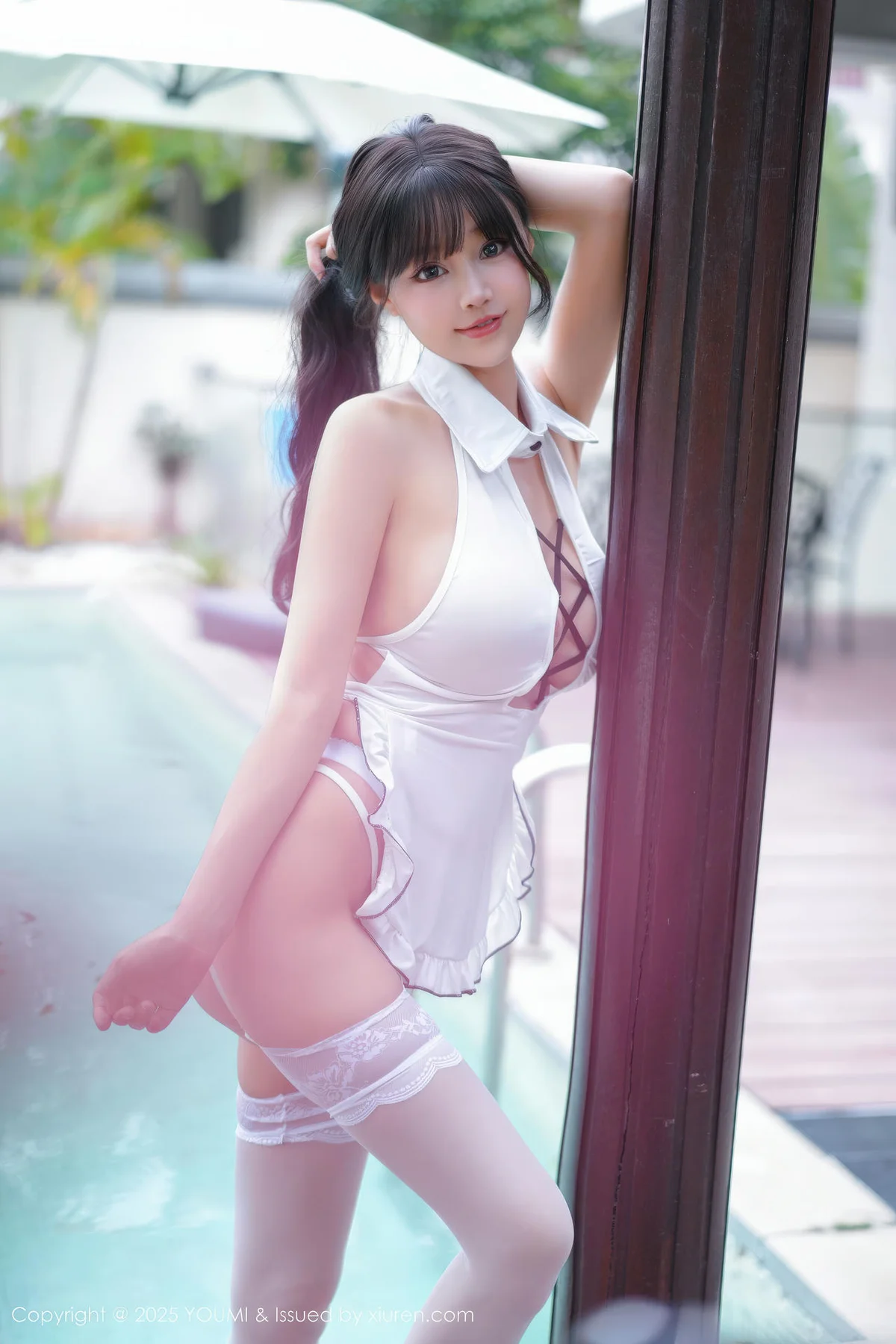 YOUMI 尤蜜荟 Vol.1190 心上可Flora 白色情趣白丝丝袜 - 41