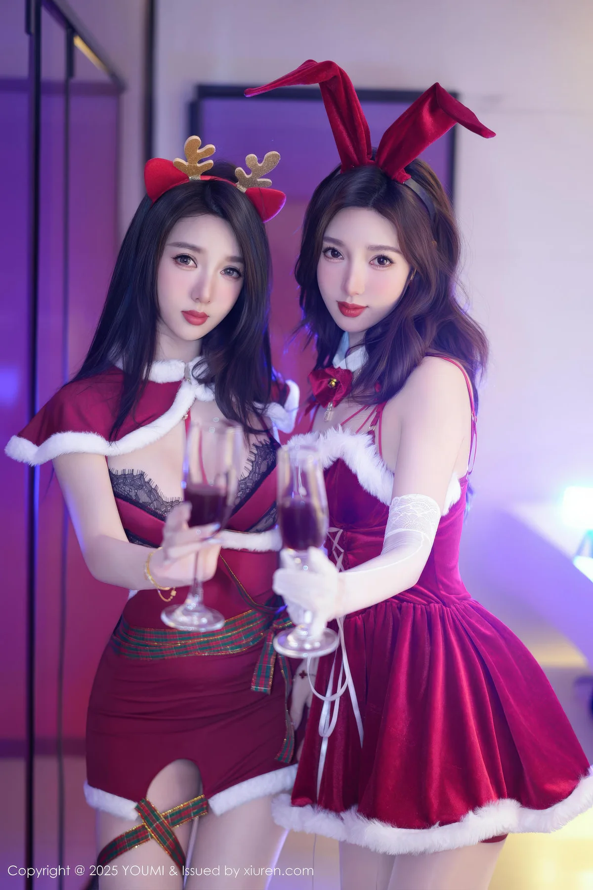 YOUMI 尤蜜荟 Vol.1192 Twins桃之夭夭 双人圣诞节日写真 - 7