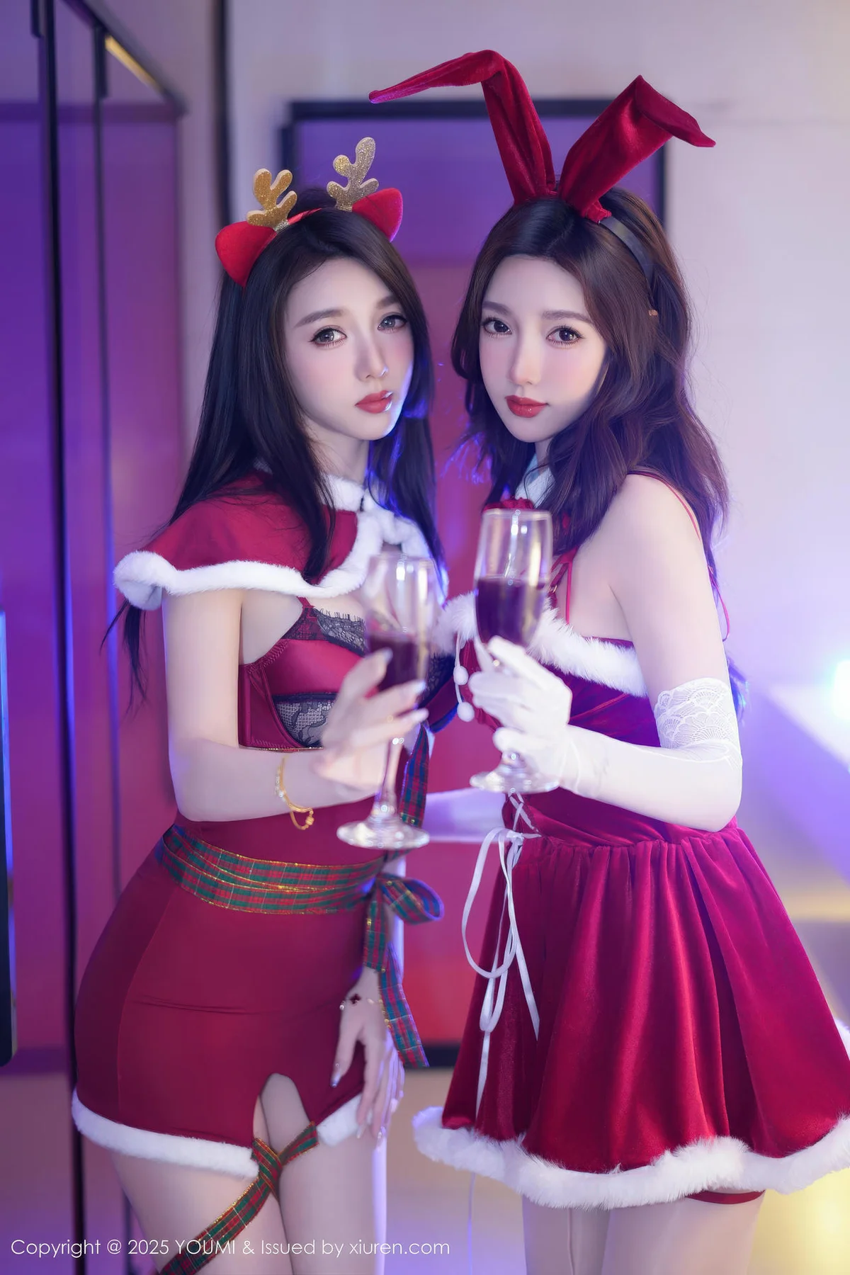 YOUMI 尤蜜荟 Vol.1192 Twins桃之夭夭 双人圣诞节日写真 - 8