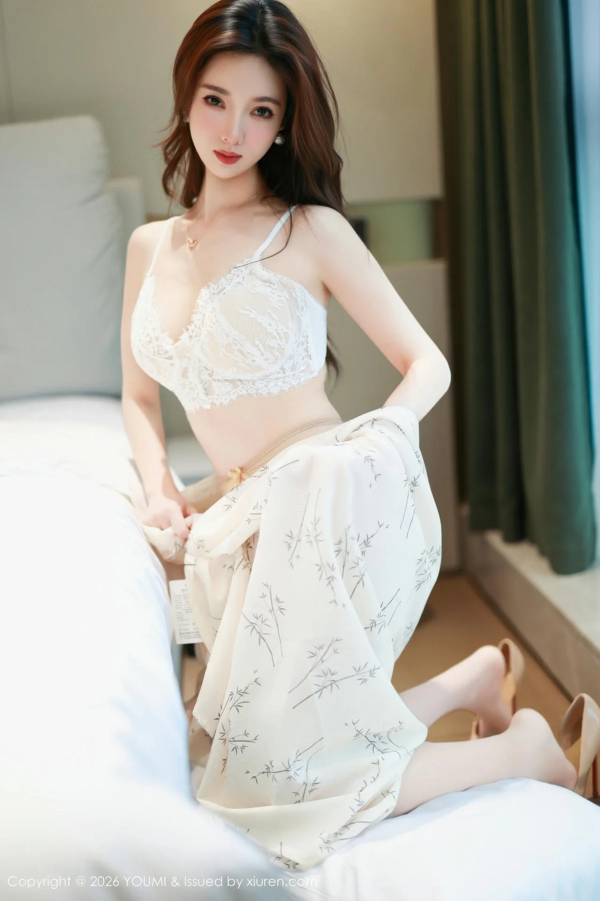 YOUMI 尤蜜荟 Vol.1201 Twins桃桃 白色蕾丝内衣 - 20