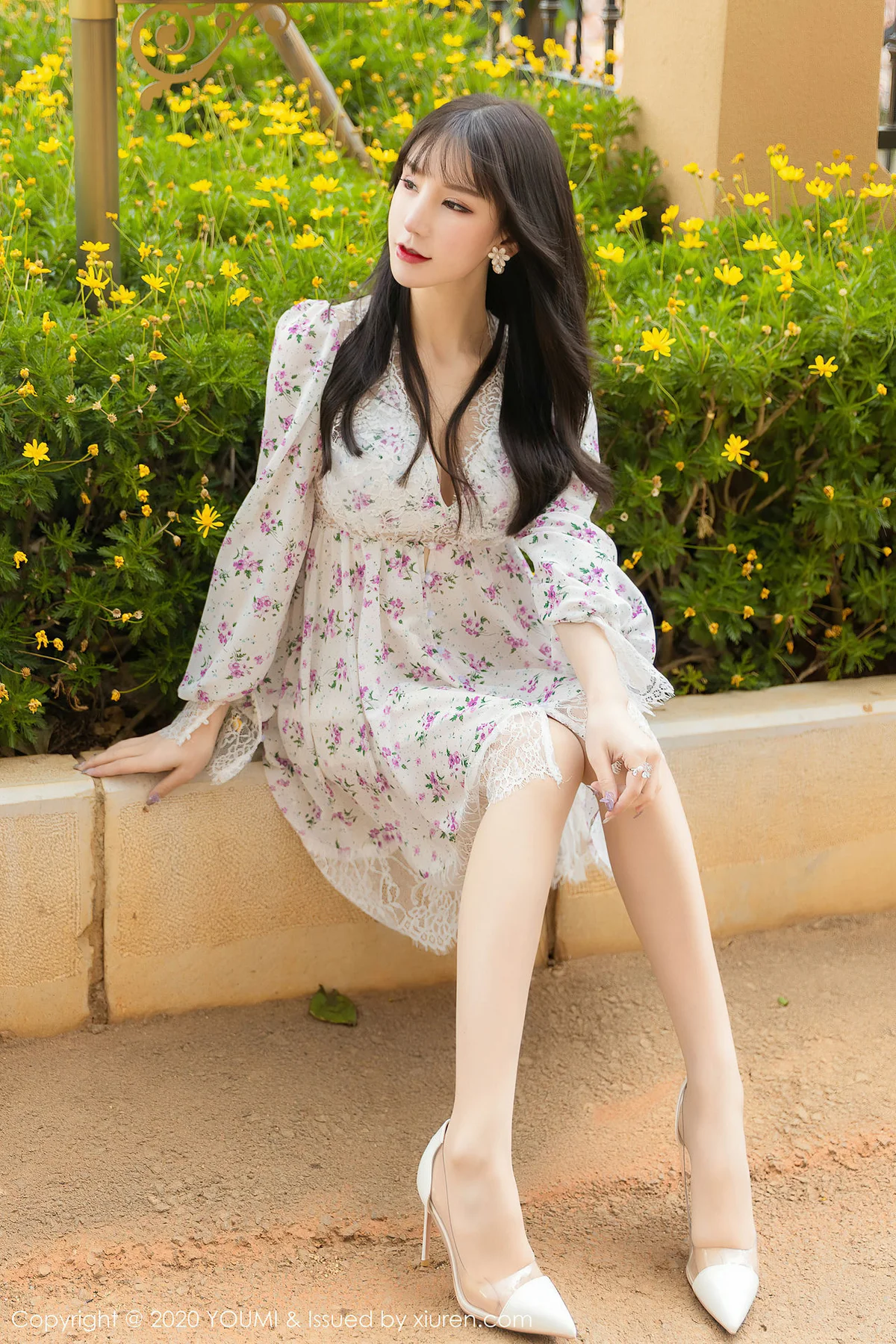 YOUMI 尤蜜荟 Vol.500 透视诱惑碎花裙  周于希sandy - 56