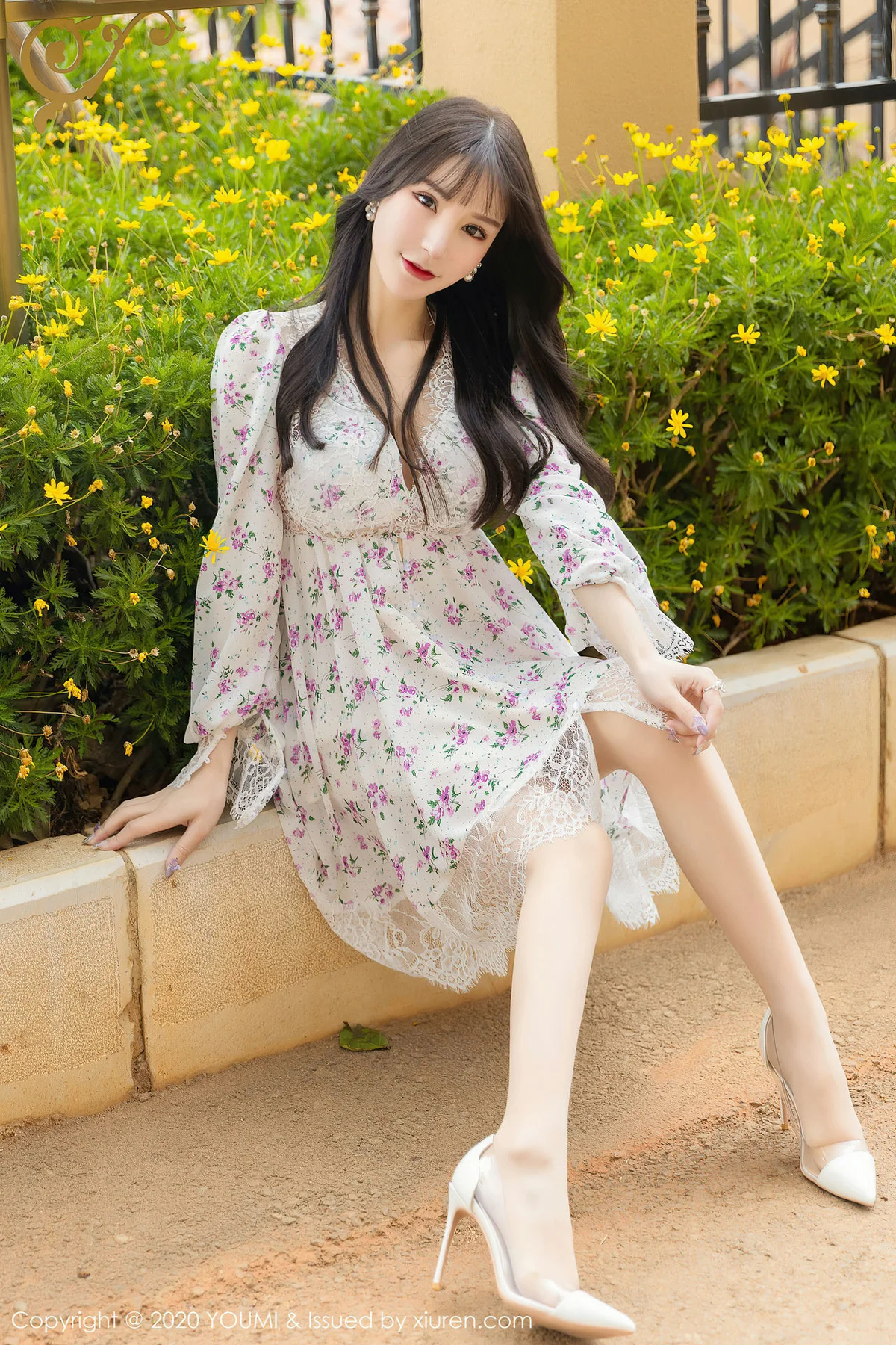 YOUMI 尤蜜荟 Vol.500 透视诱惑碎花裙  周于希sandy - 57